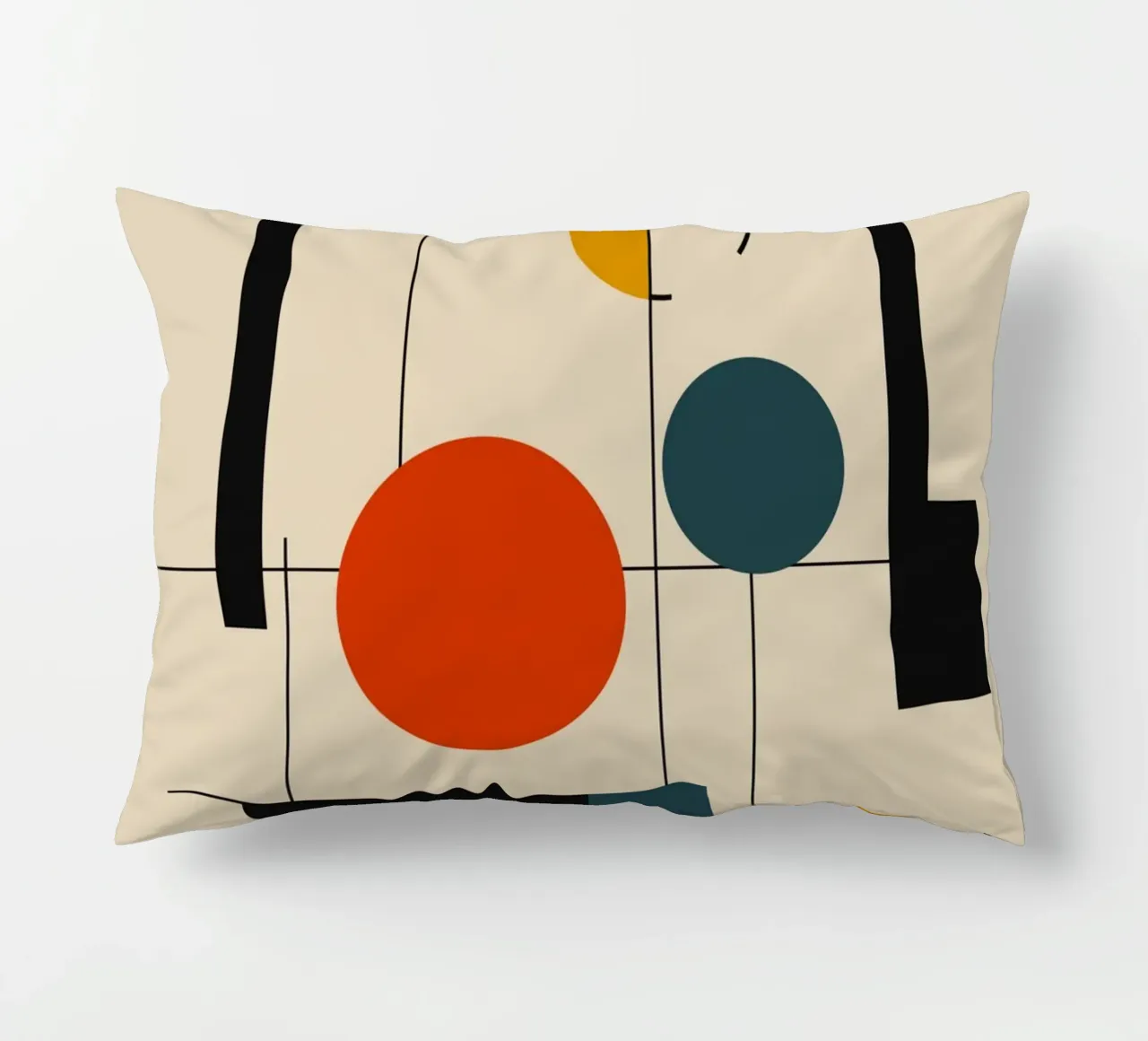 Bauhaus circles and squares 02 decorative cushion by Little Dean