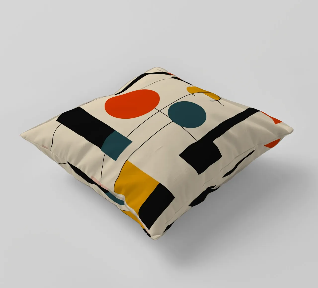 Bauhaus circles and squares 02 decorative cushion by Little Dean