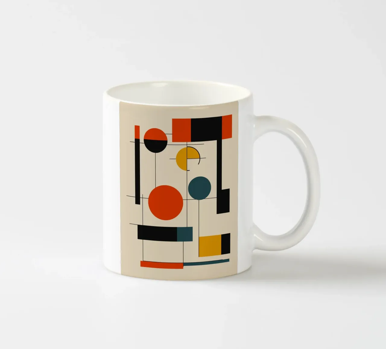 Cerchi e quadrati Bauhaus 02 tazza in ceramica da Little Dean