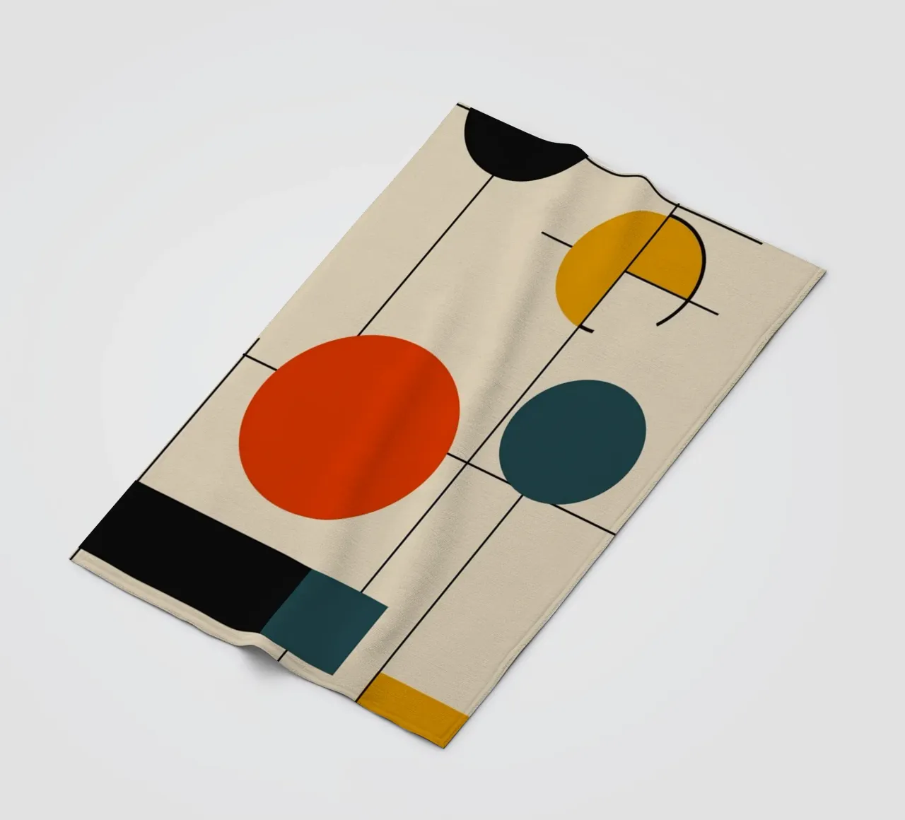 Bauhaus circles and squares 02 fleece blanket by Little Dean