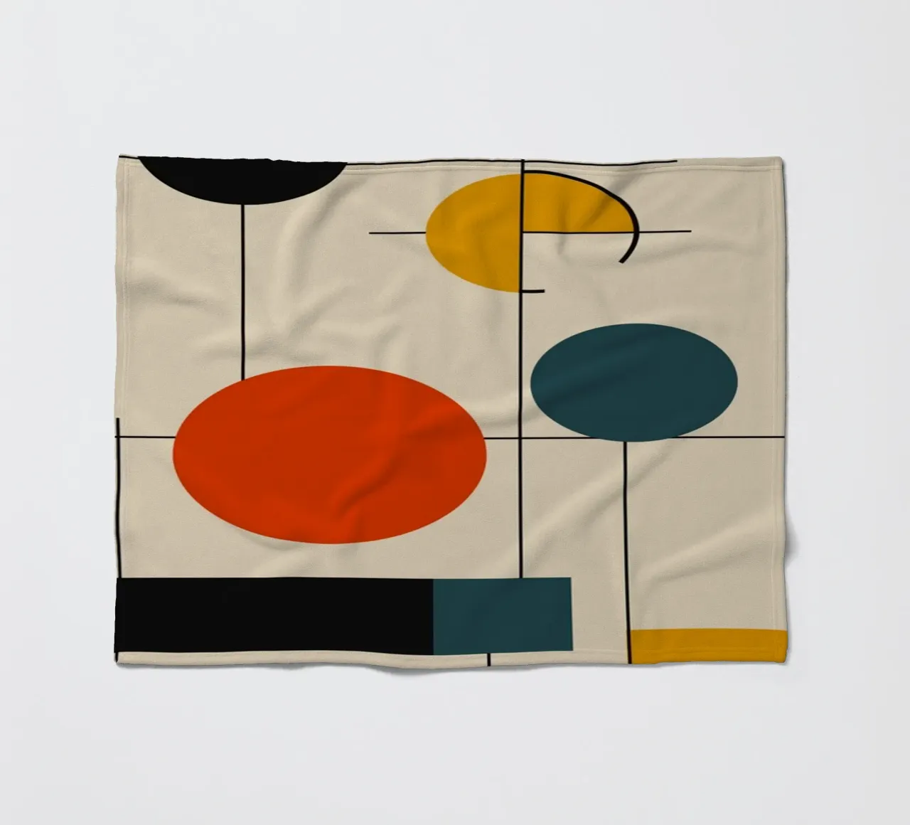 Bauhaus circles and squares 02 fleece blanket by Little Dean