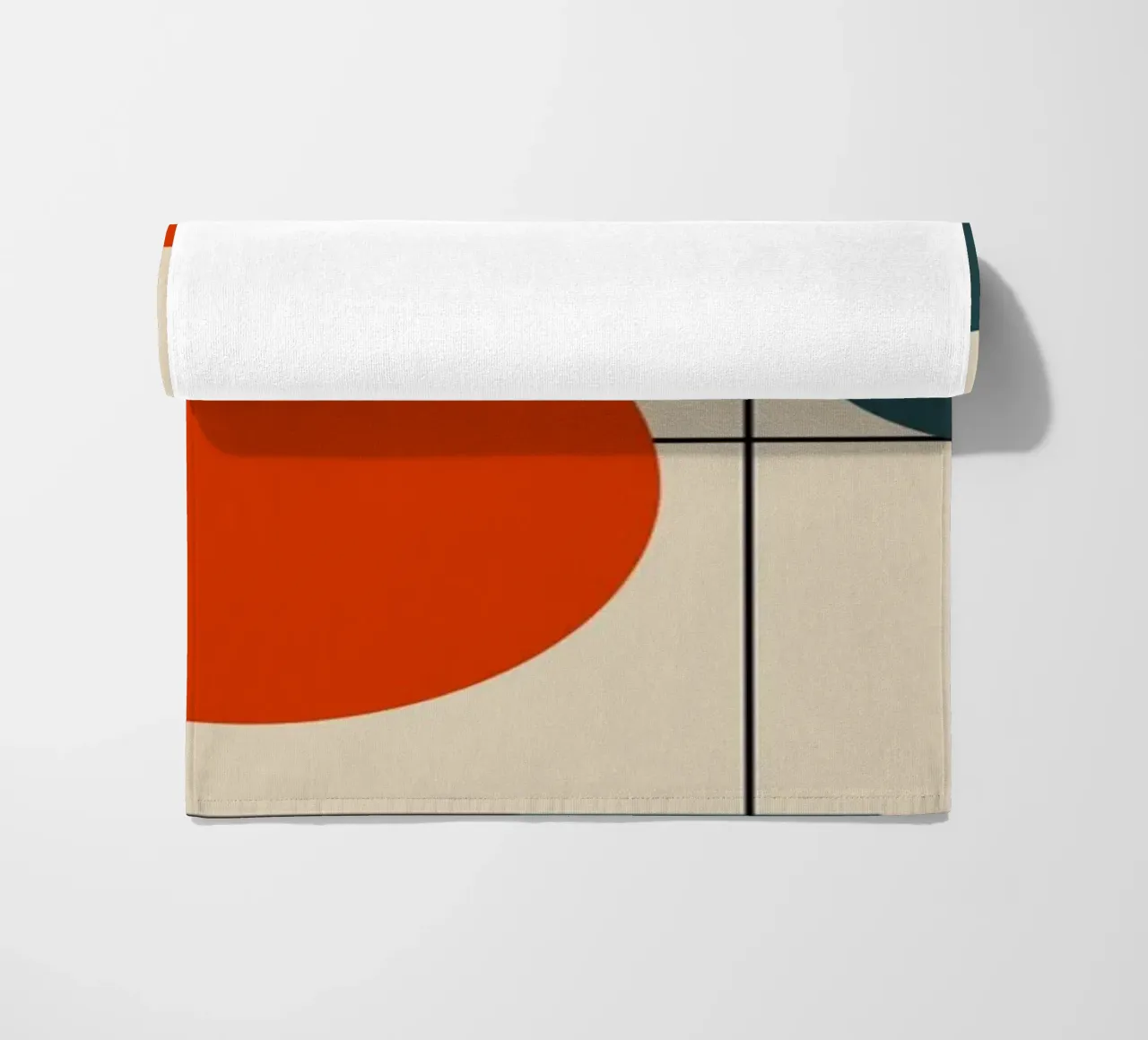 Bauhaus circles and squares 02 beach towel by Little Dean