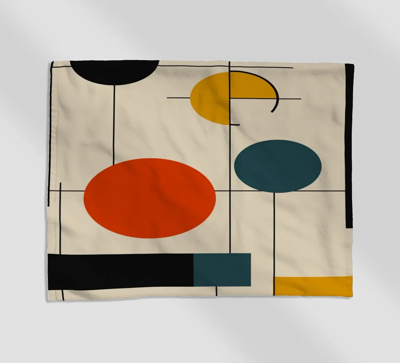 Bauhaus circles and squares 02 beach towel by Little Dean
