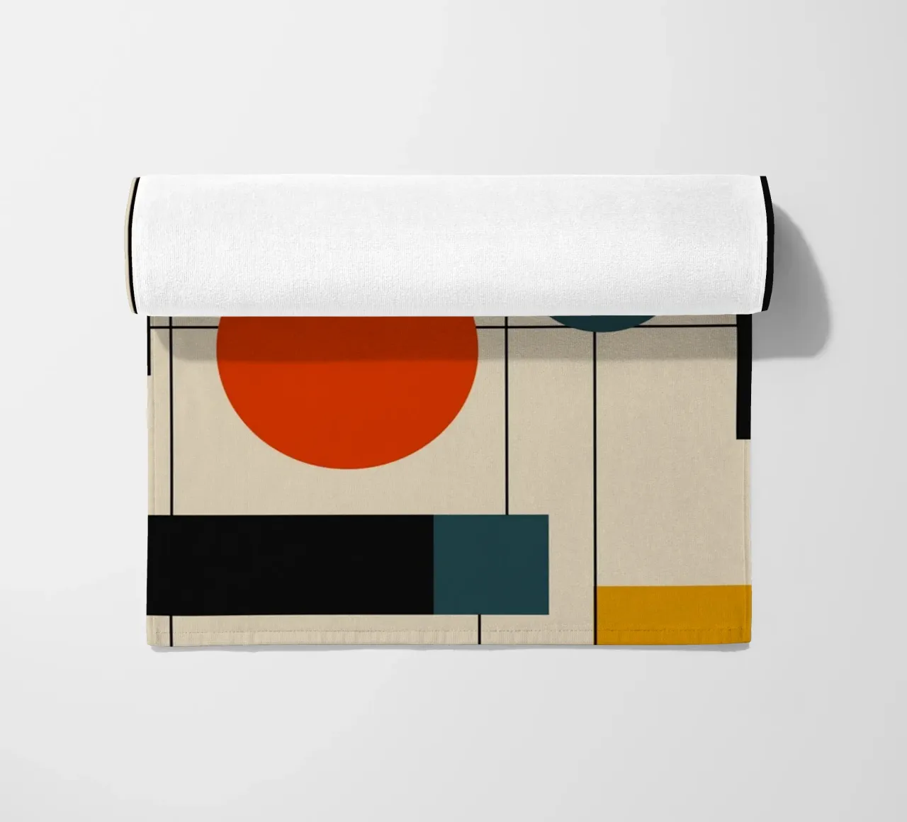 Bauhaus circles and squares 02 beach towel by Little Dean