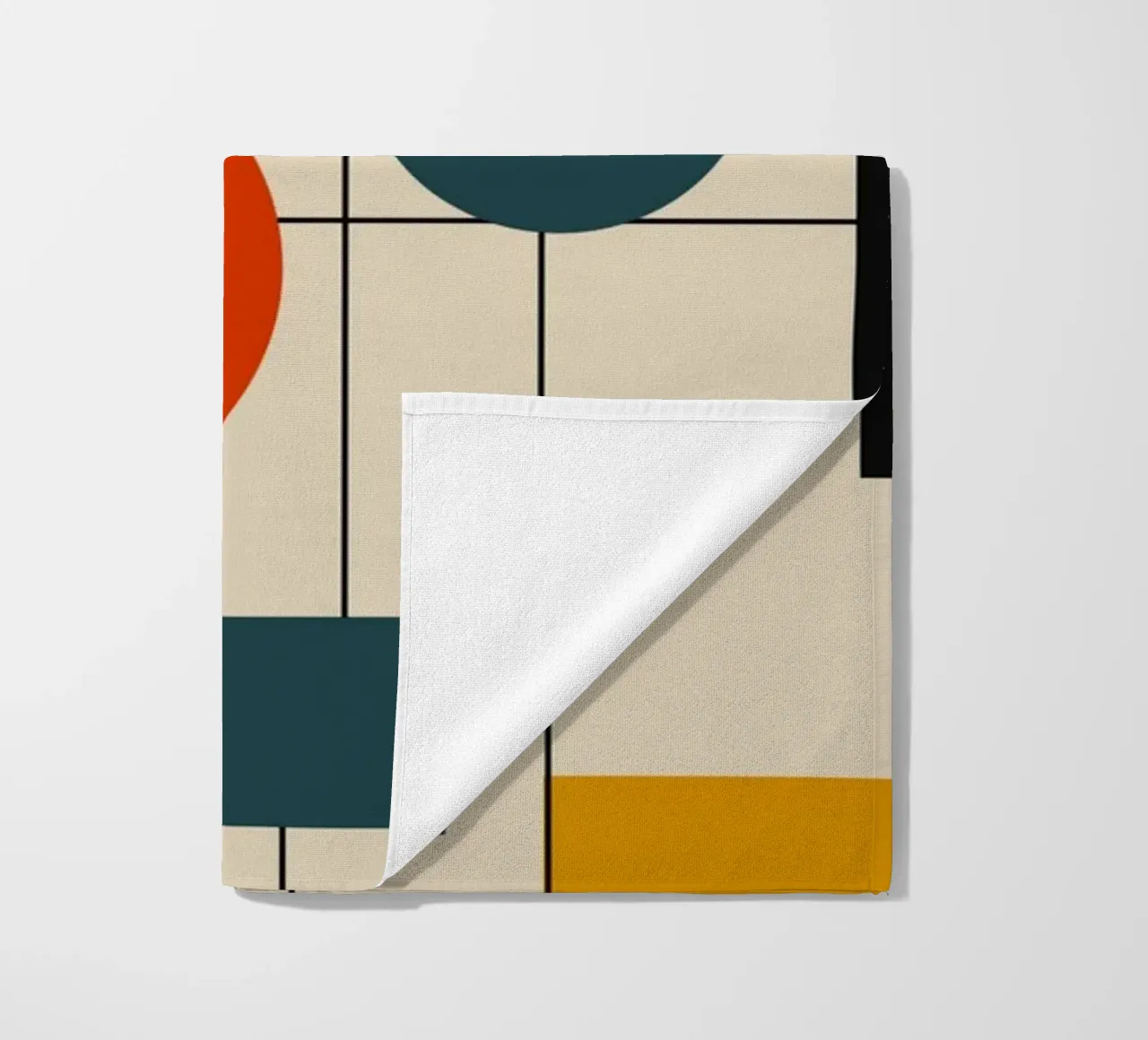 Bauhaus circles and squares 02 beach towel by Little Dean