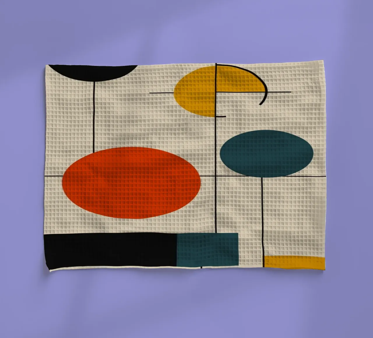 Bauhaus circles and squares 02 tea towel by Little Dean