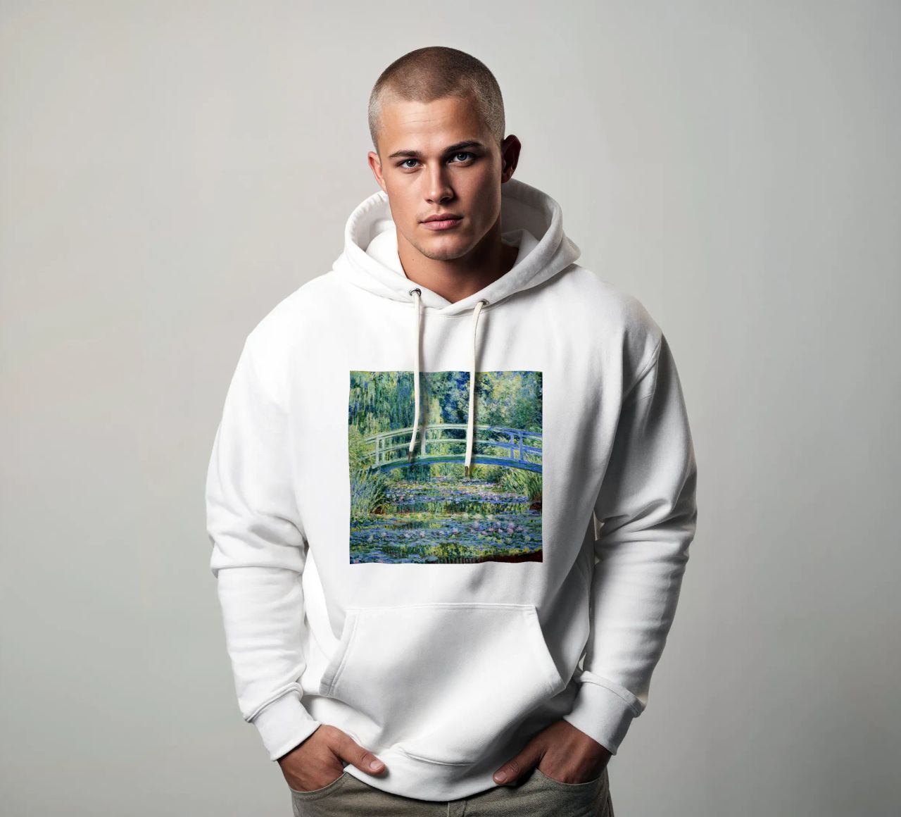 Claude Monets Seerosen und japanische Brücke Hoodie von Monet Art Prints