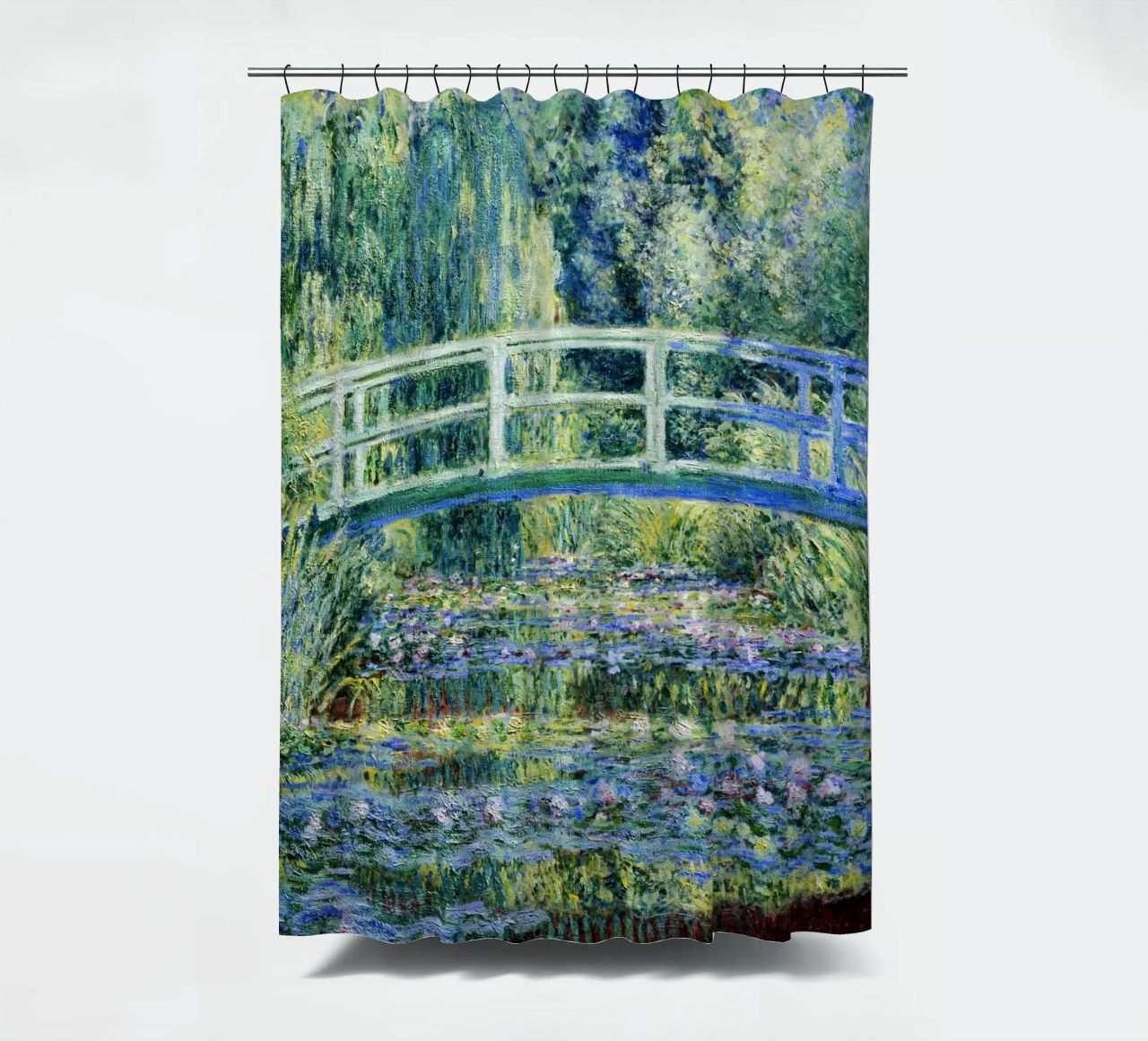 Claude Monets Seerosen und japanische Brücke Duschvorhang von Monet Art Prints