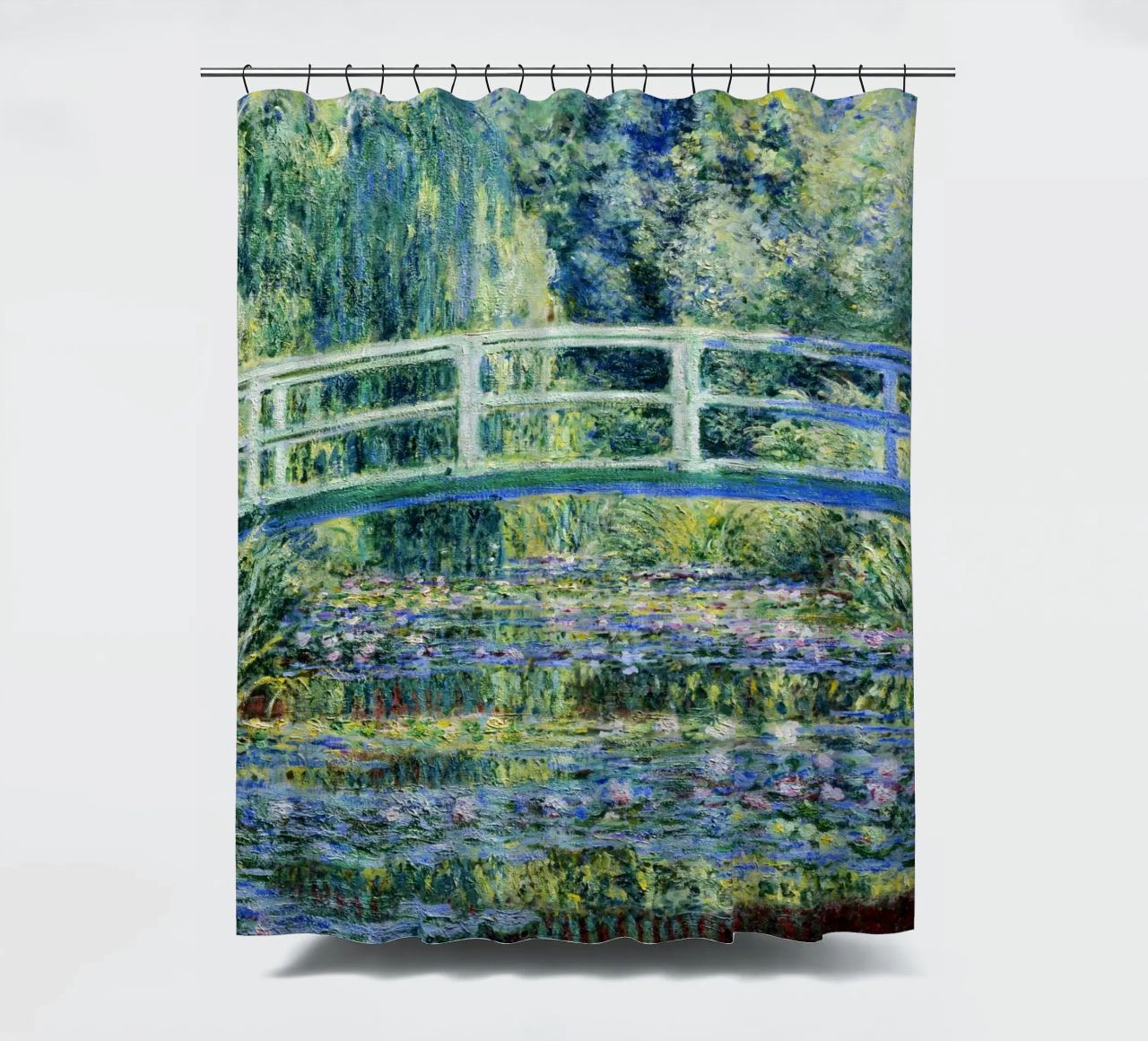 Claude Monets Seerosen und japanische Brücke Duschvorhang von Monet Art Prints