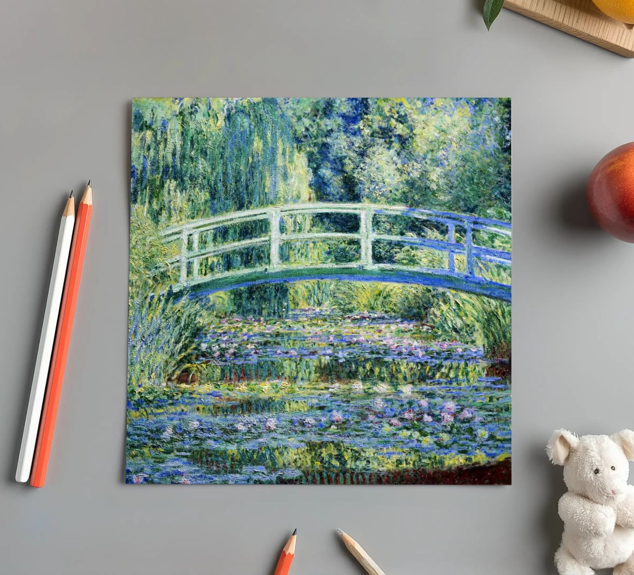 Claude Monets Seerosen und japanische Brücke Stickerbogen von Monet Art Prints