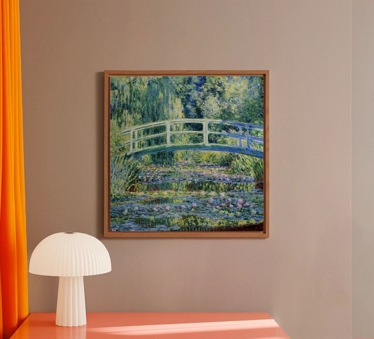 Claude Monets Seerosen und japanische Brücke Alu-Dibond von Monet Art Prints