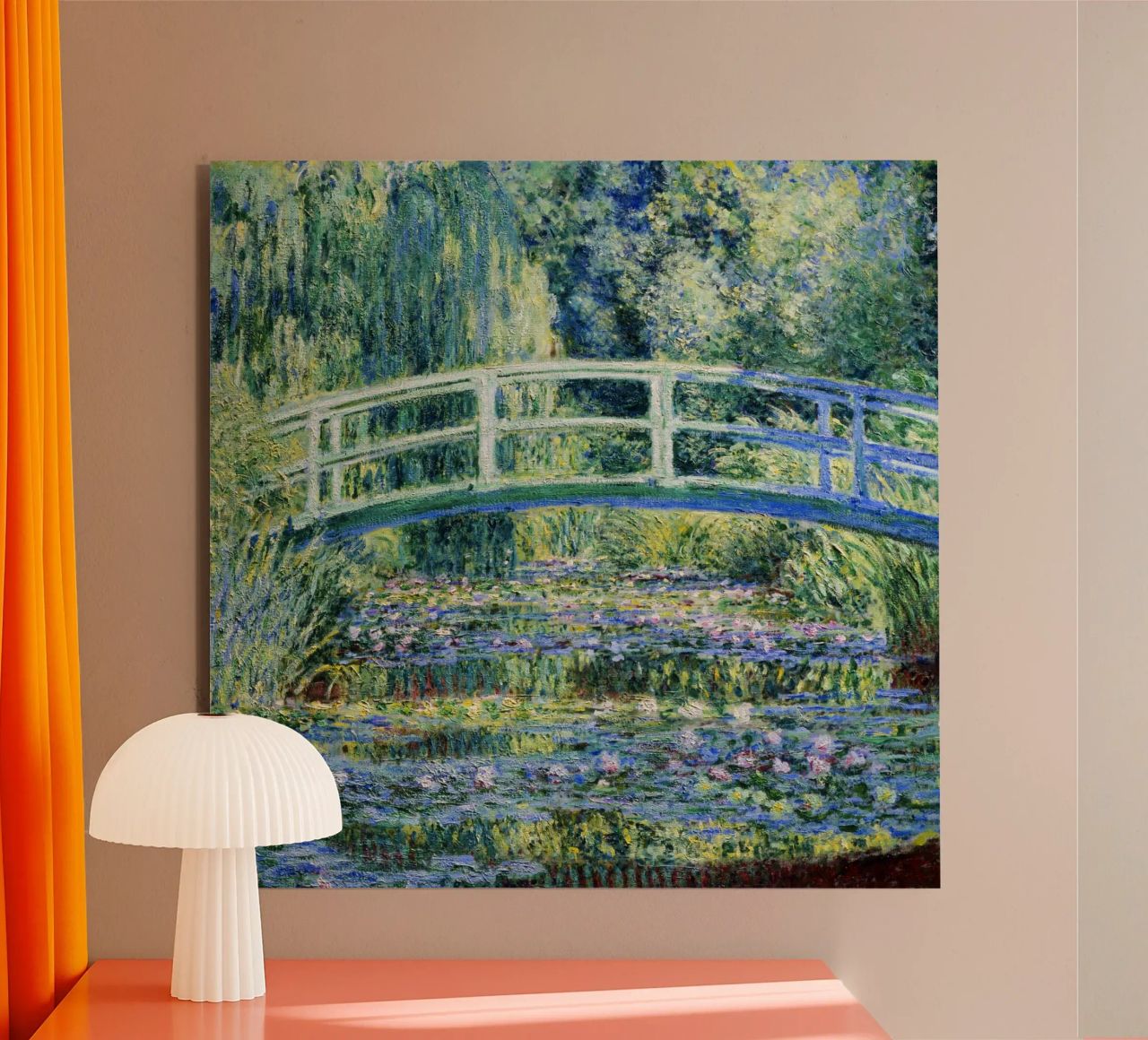 Claude Monets Seerosen und japanische Brücke Alu-Dibond von Monet Art Prints