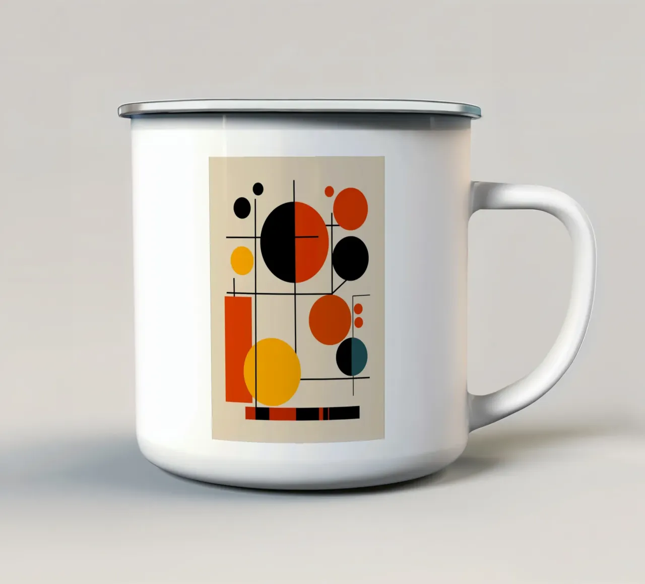 Cerchi e quadrati Bauhaus 03 tazza in smalto da Little Dean