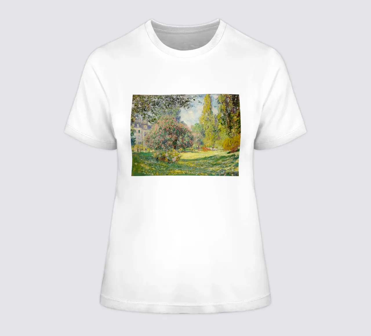 Claude Monet's Landscape: The Parc Monceau (1876) women's fitted t-shirt by Monet Art Prints