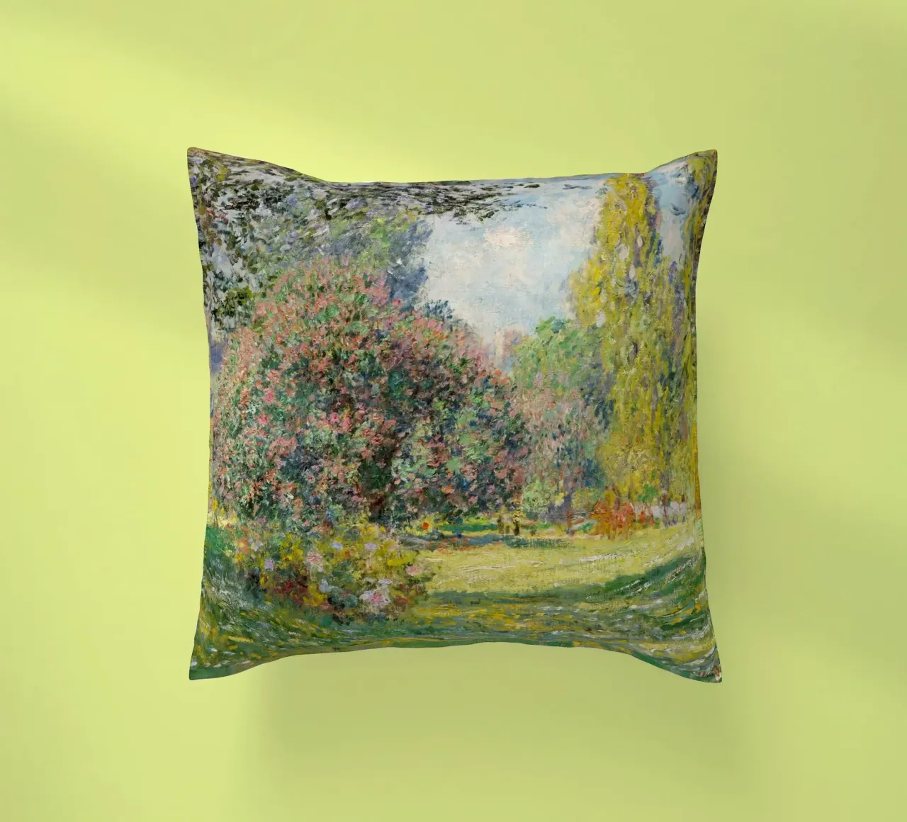 Claude Monet's Landscape: The Parc Monceau (1876) decorative cushion by Monet Art Prints