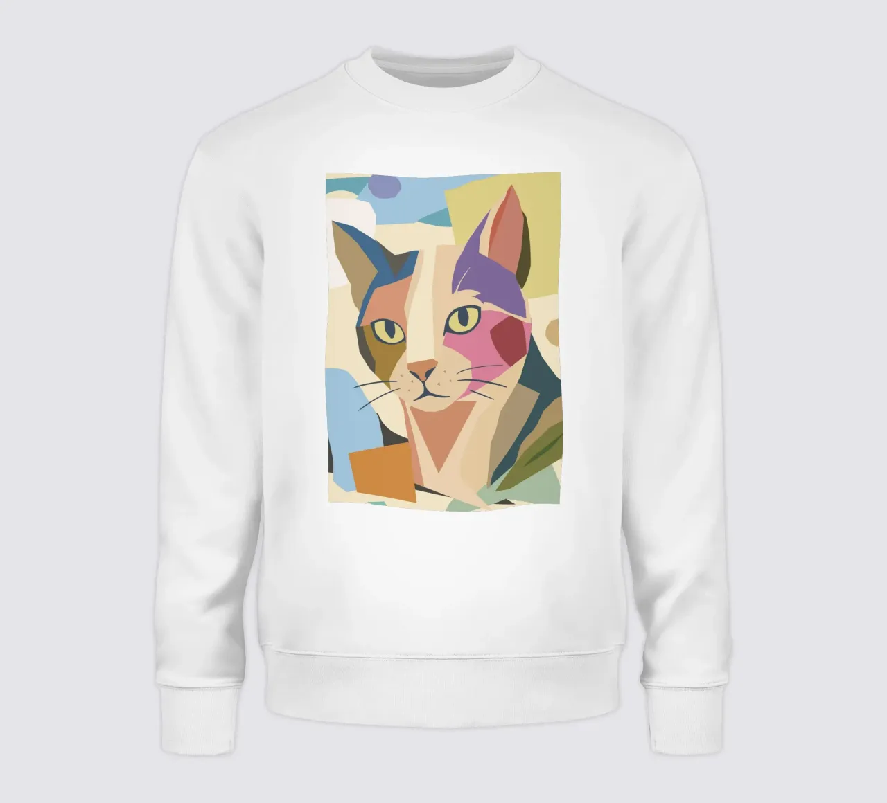 Abstract cat in a modern colour block design sweatshirt by namosh