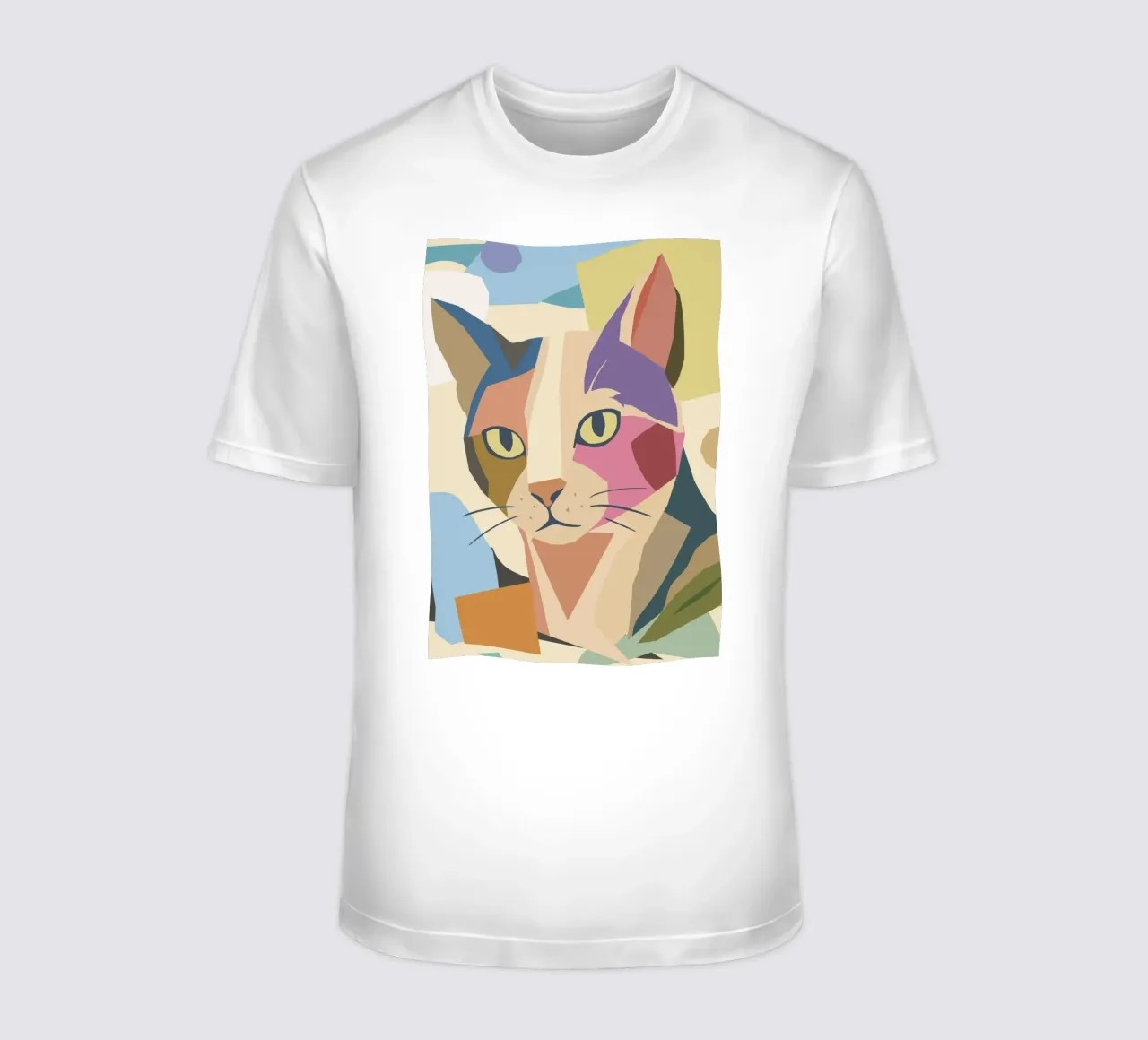Chat abstrait dans un design moderne de blocs de couleur t-shirt de namosh