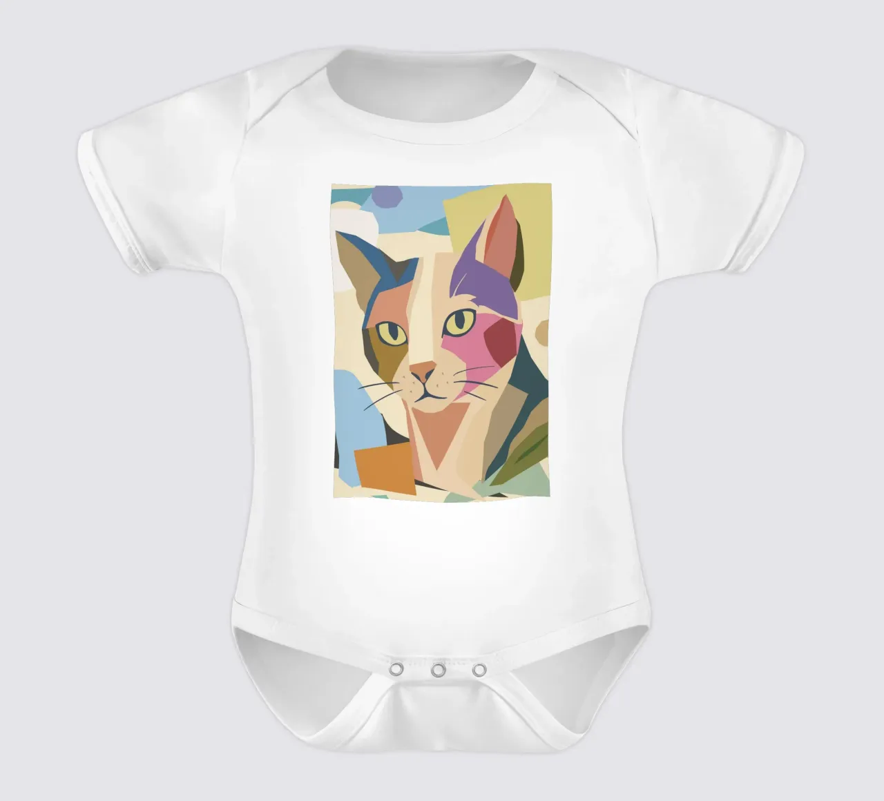 Abstrakte Katze im modernen Farbblock-Design Kurzarm Babybody von namosh