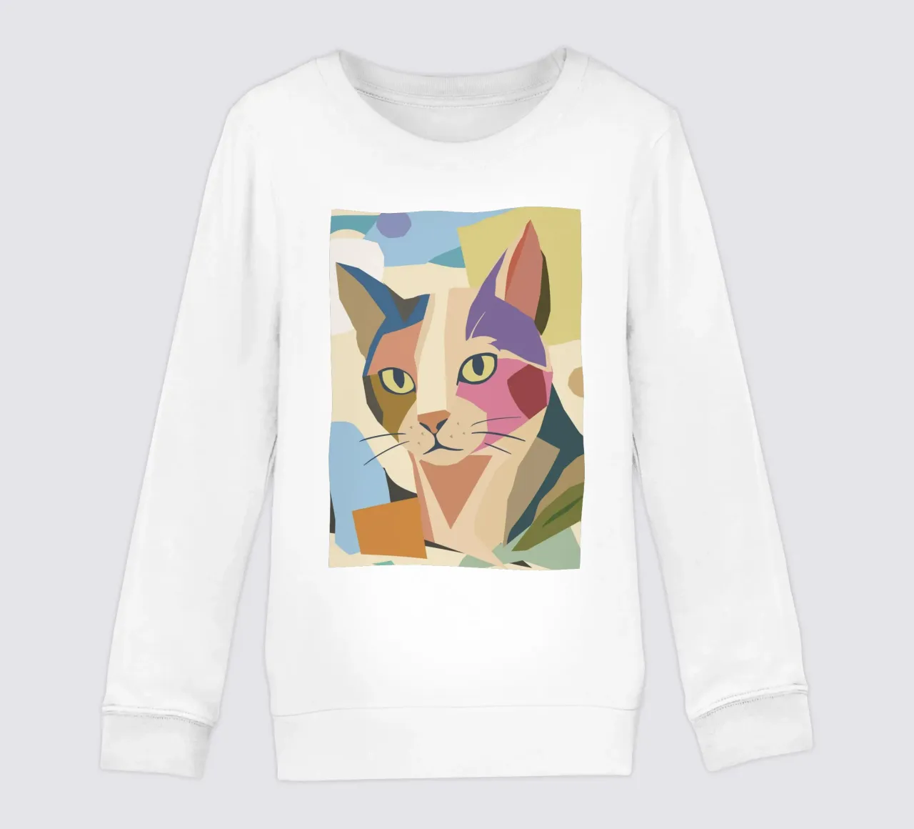 Gatto astratto in un moderno design a blocchi di colore felpa bambino da namosh