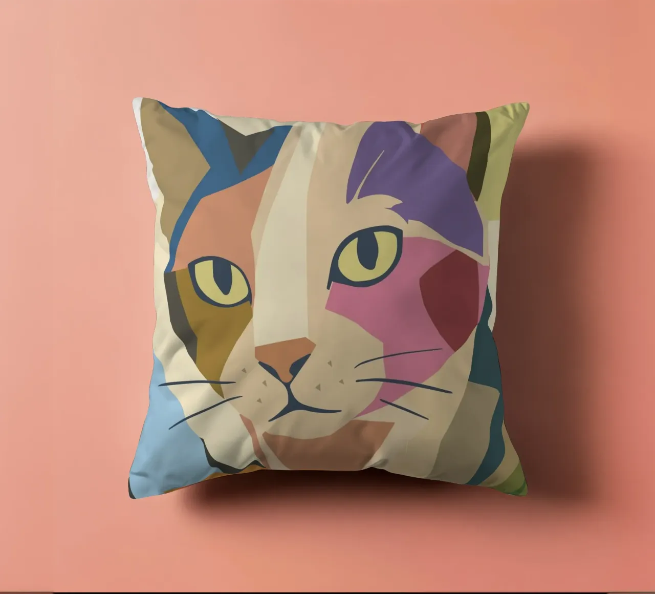 Chat abstrait dans un design moderne de blocs de couleur coussin de namosh