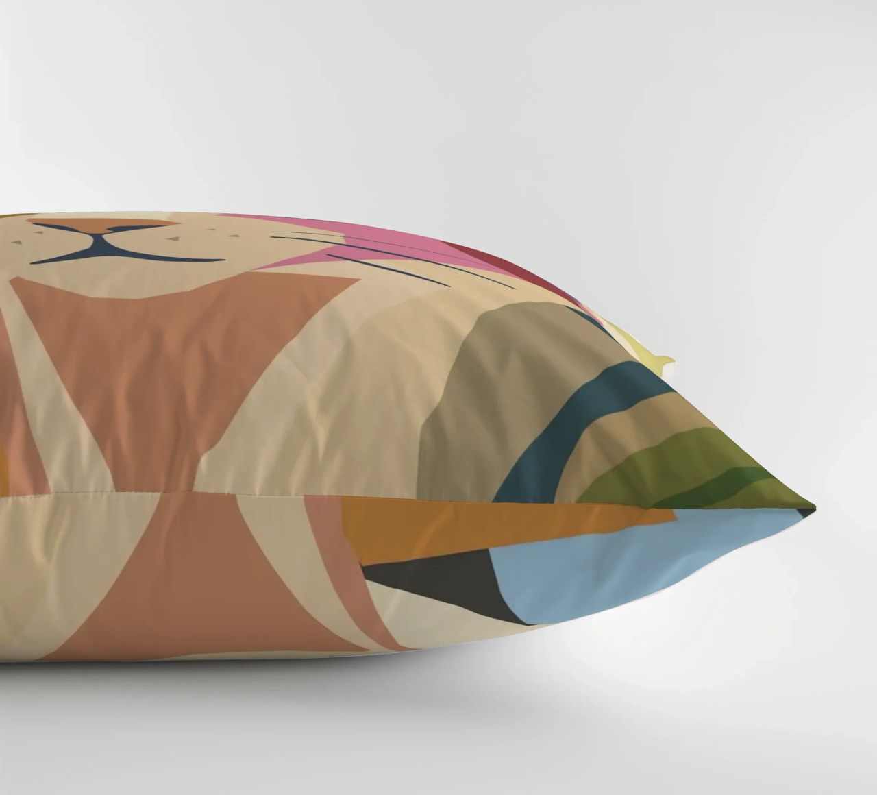 Abstract cat in a modern colour block design decorative cushion by namosh