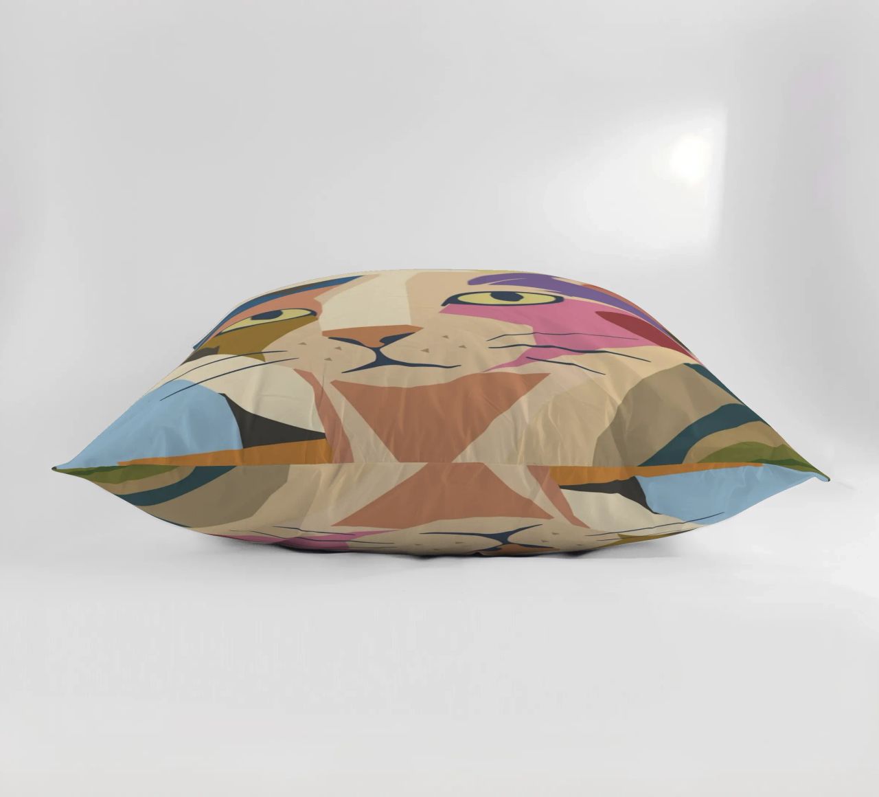 Abstract cat in a modern colour block design decorative cushion by namosh