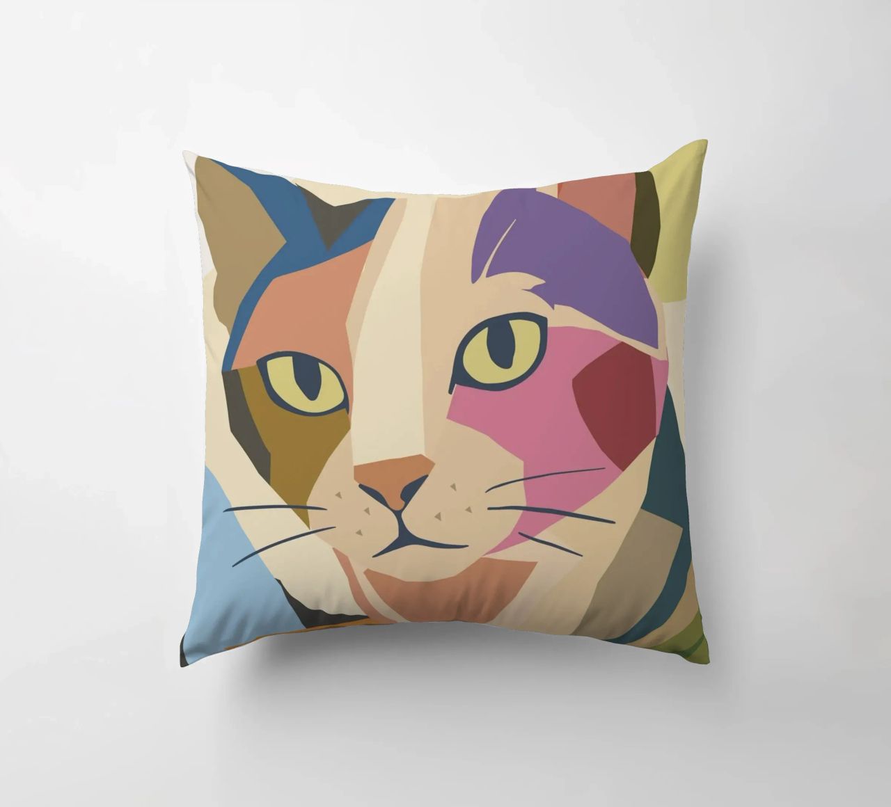 Abstract cat in a modern colour block design decorative cushion by namosh