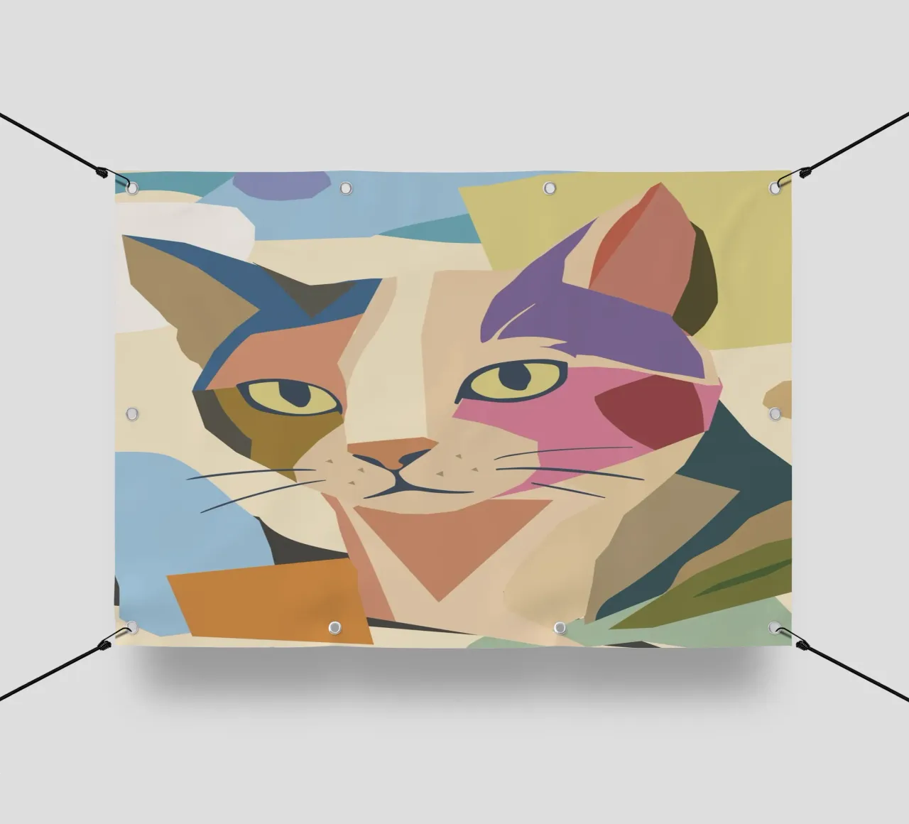 Gatto astratto in un moderno design a blocchi di colore telo in pvc da namosh