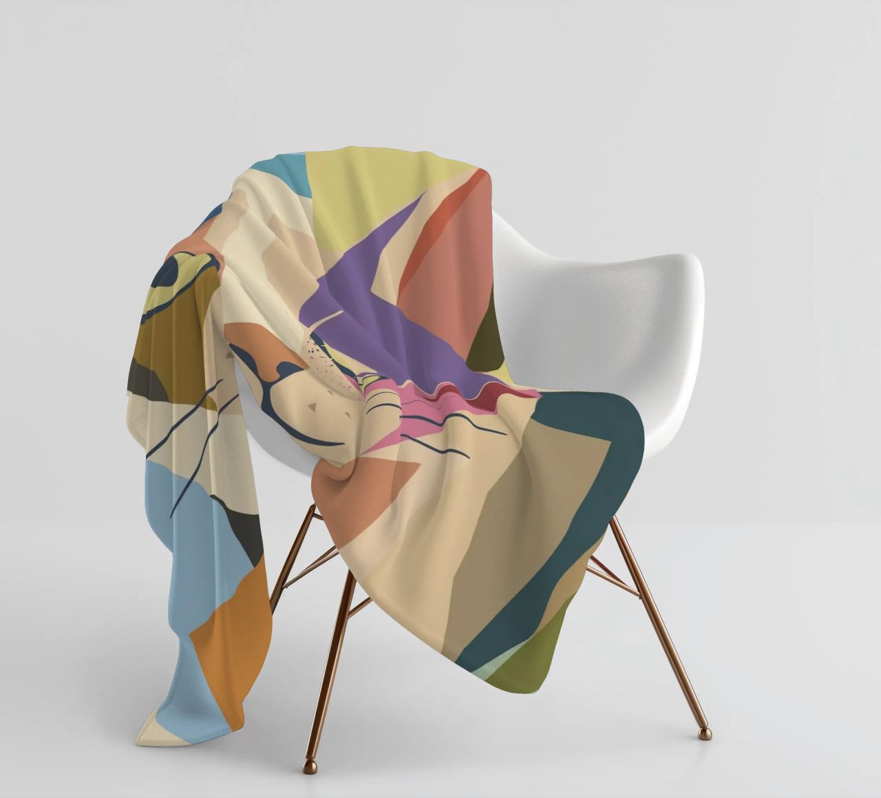 Abstract cat in a modern colour block design fleece blanket by namosh