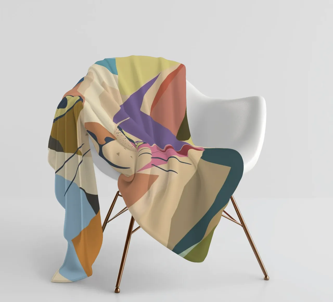 Abstract cat in a modern colour block design fleece blanket by namosh