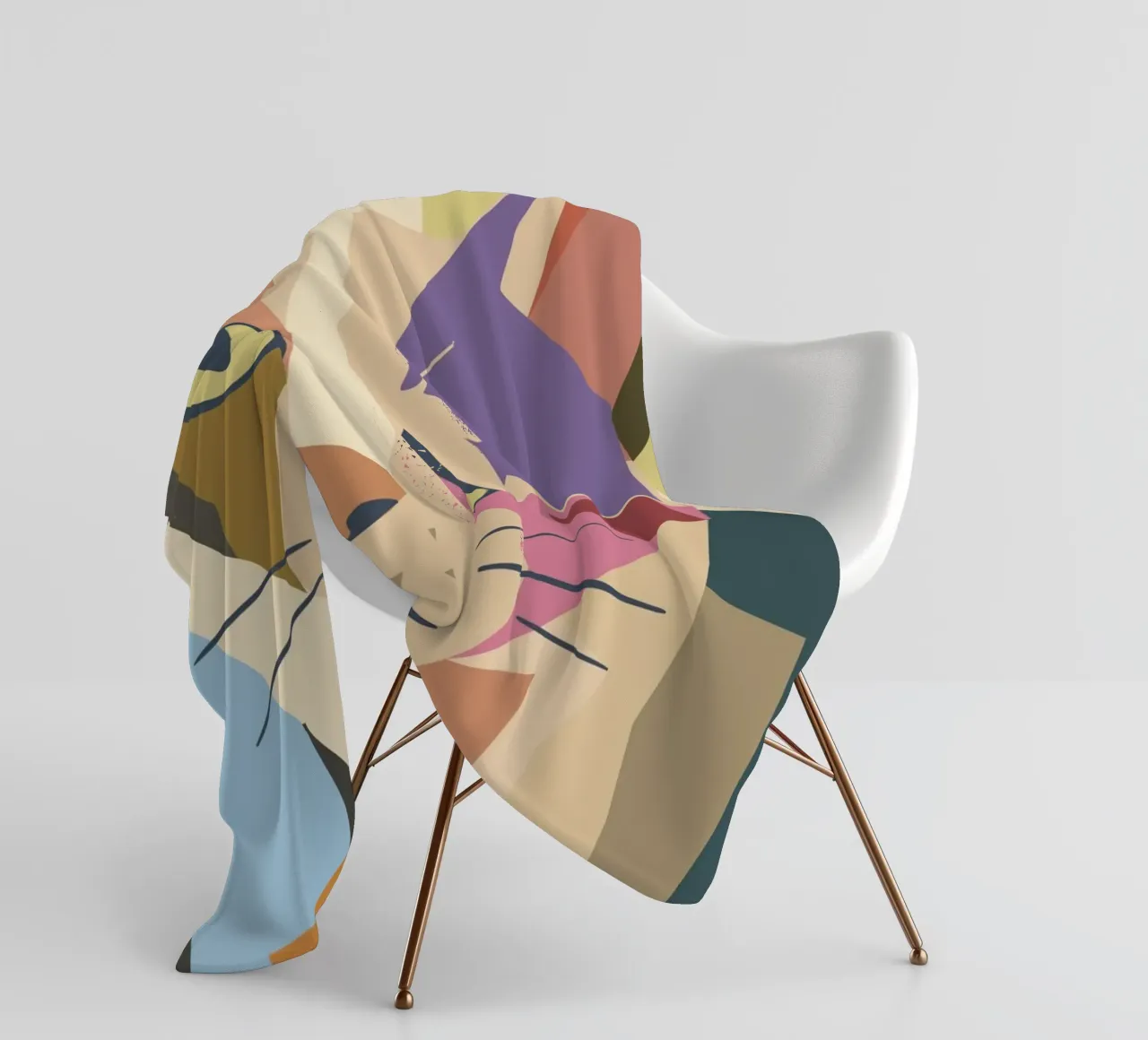 Abstract cat in a modern colour block design fleece blanket by namosh