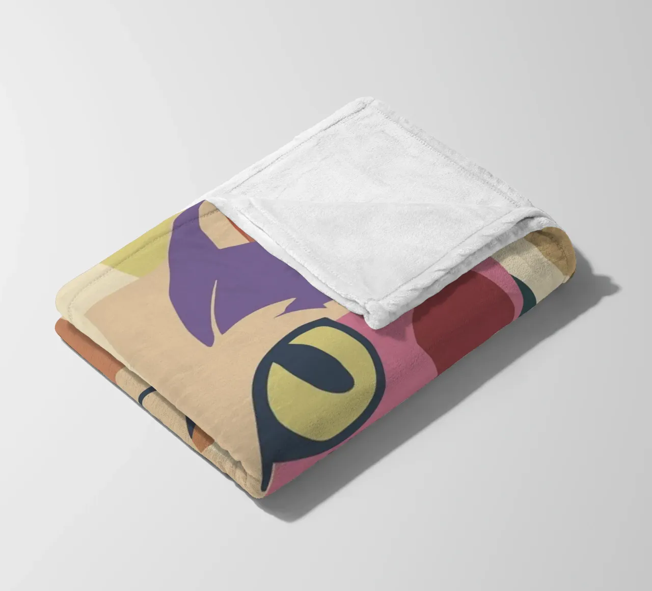 Abstract cat in a modern colour block design fleece blanket by namosh
