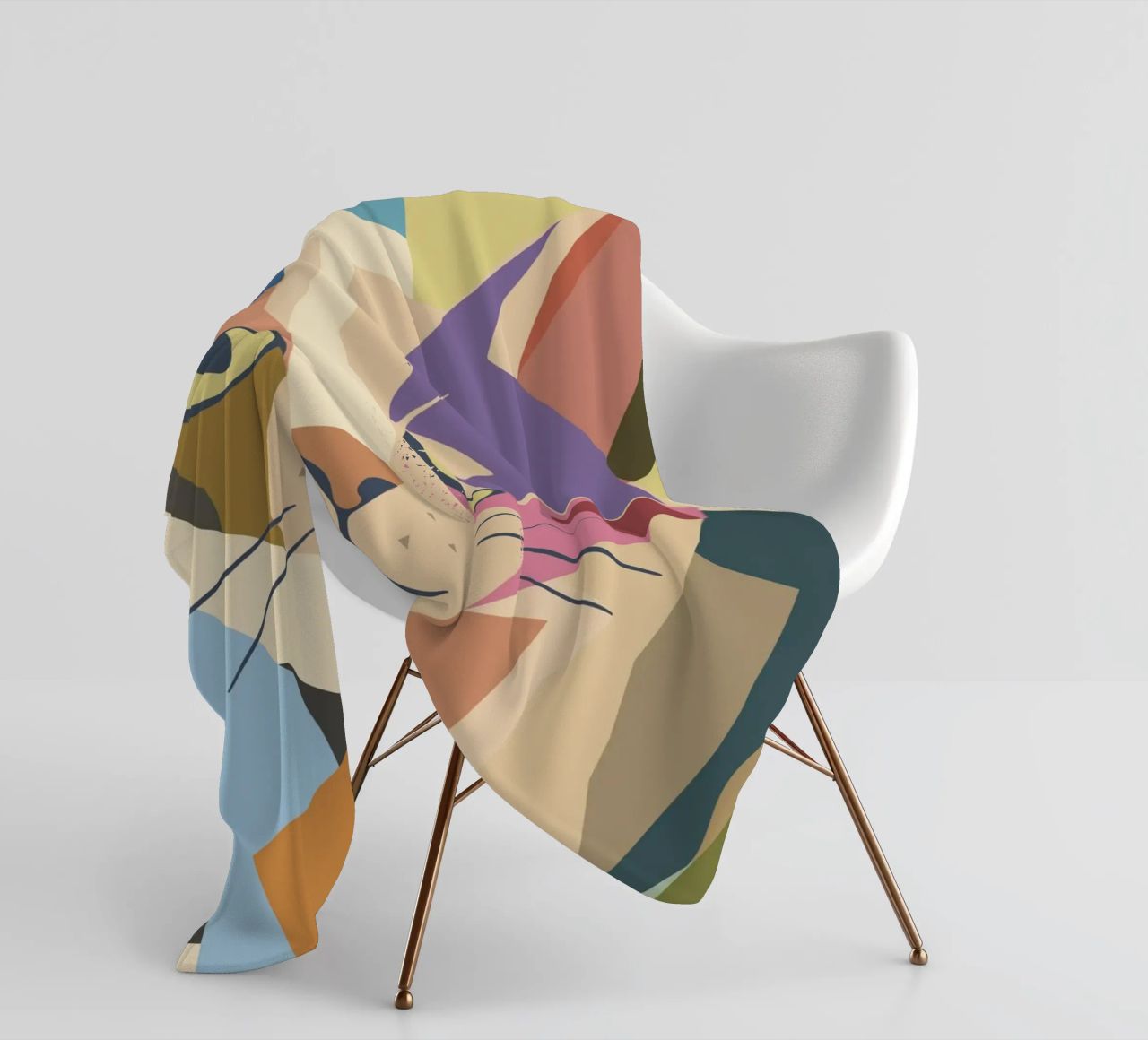 Abstract cat in a modern colour block design fleece blanket by namosh
