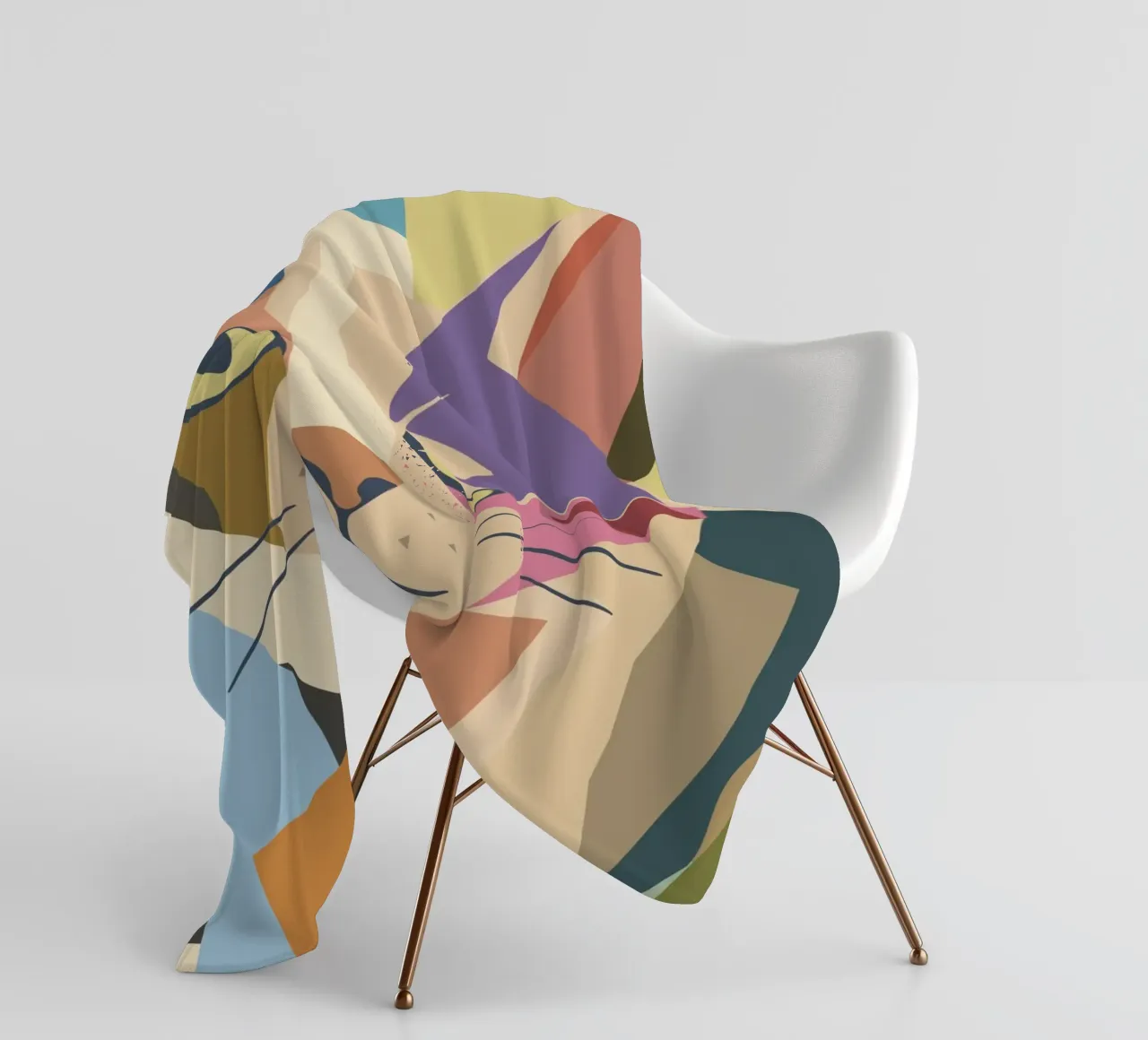 Chat abstrait dans un design moderne de blocs de couleur plaid polaire de namosh