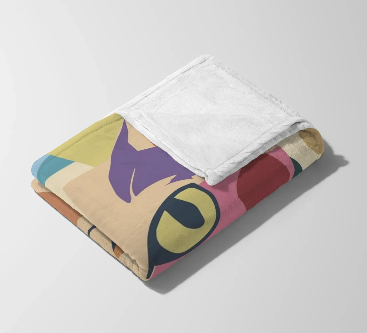 Abstract cat in a modern colour block design fleece blanket by namosh