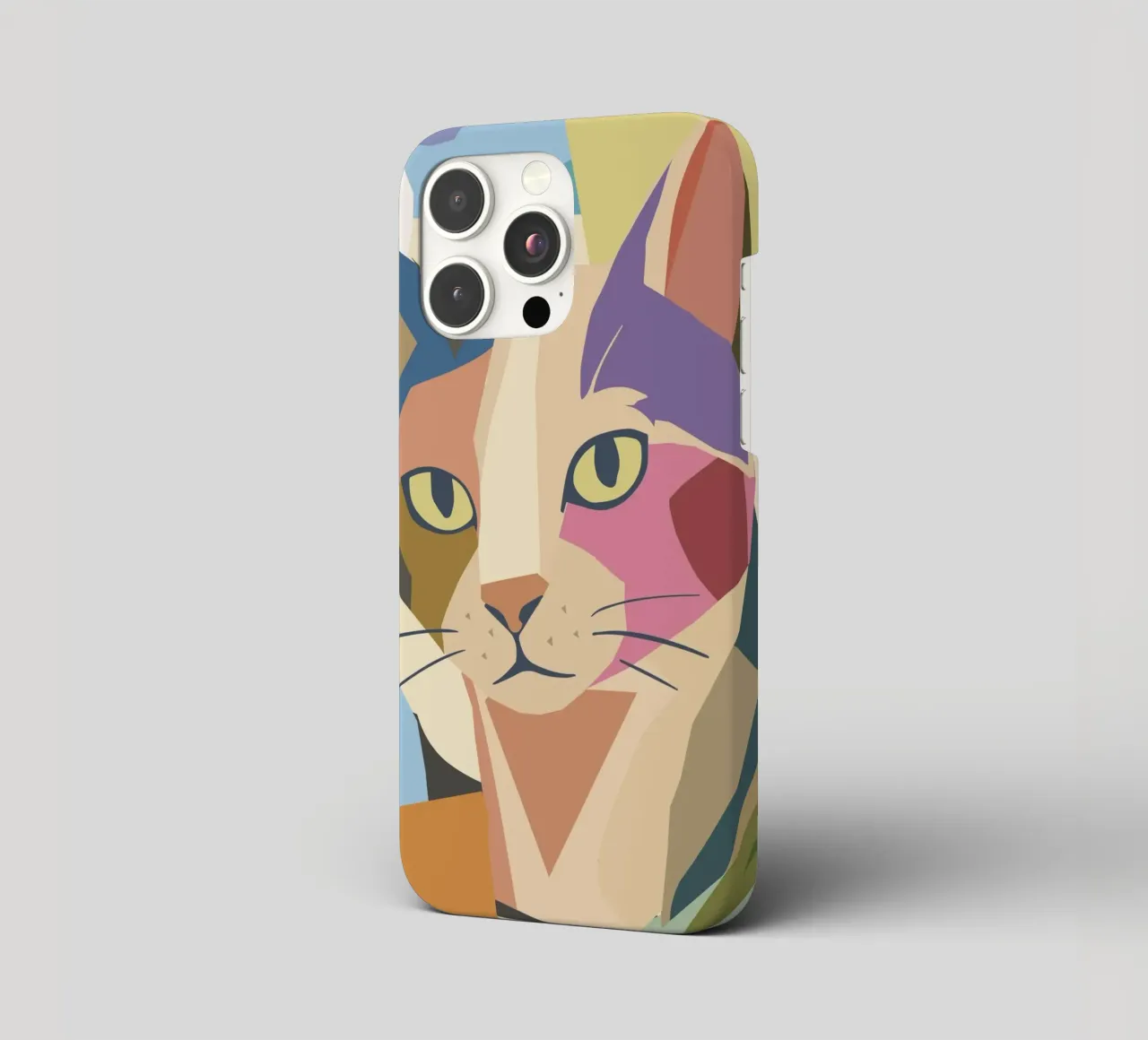 Abstract cat in a modern colour block design iphone case by namosh