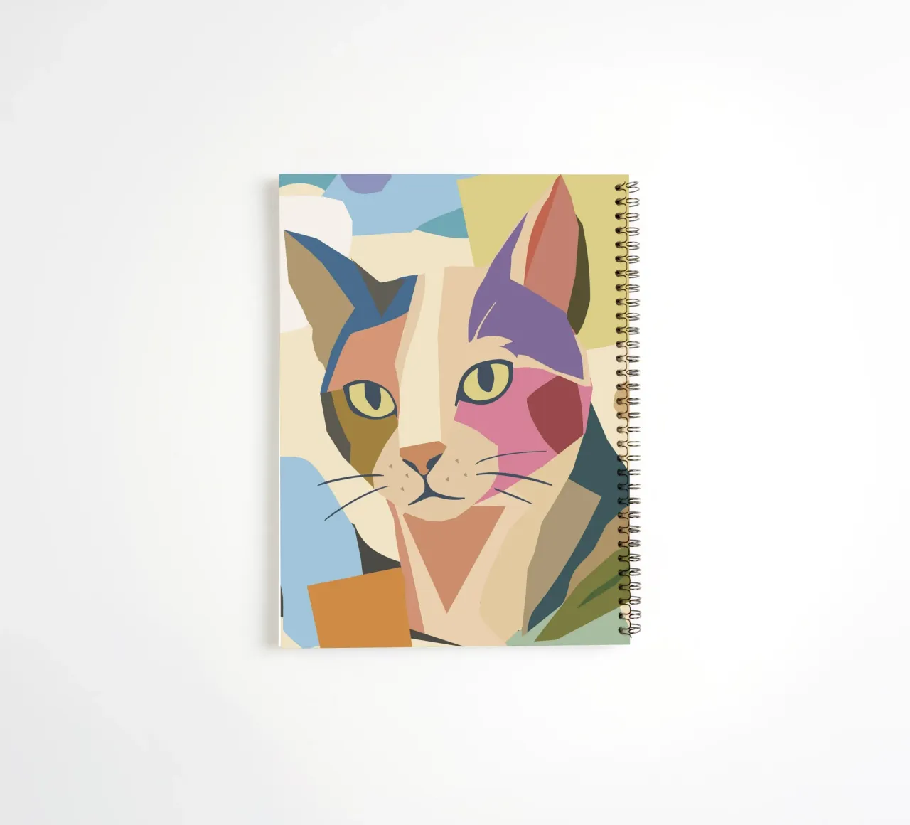 Abstract cat in a modern colour block design spiral notebook by namosh
