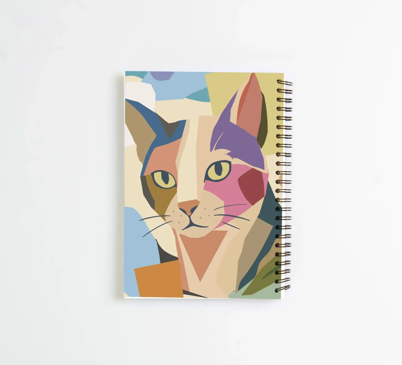 Abstract cat in a modern colour block design spiral notebook by namosh
