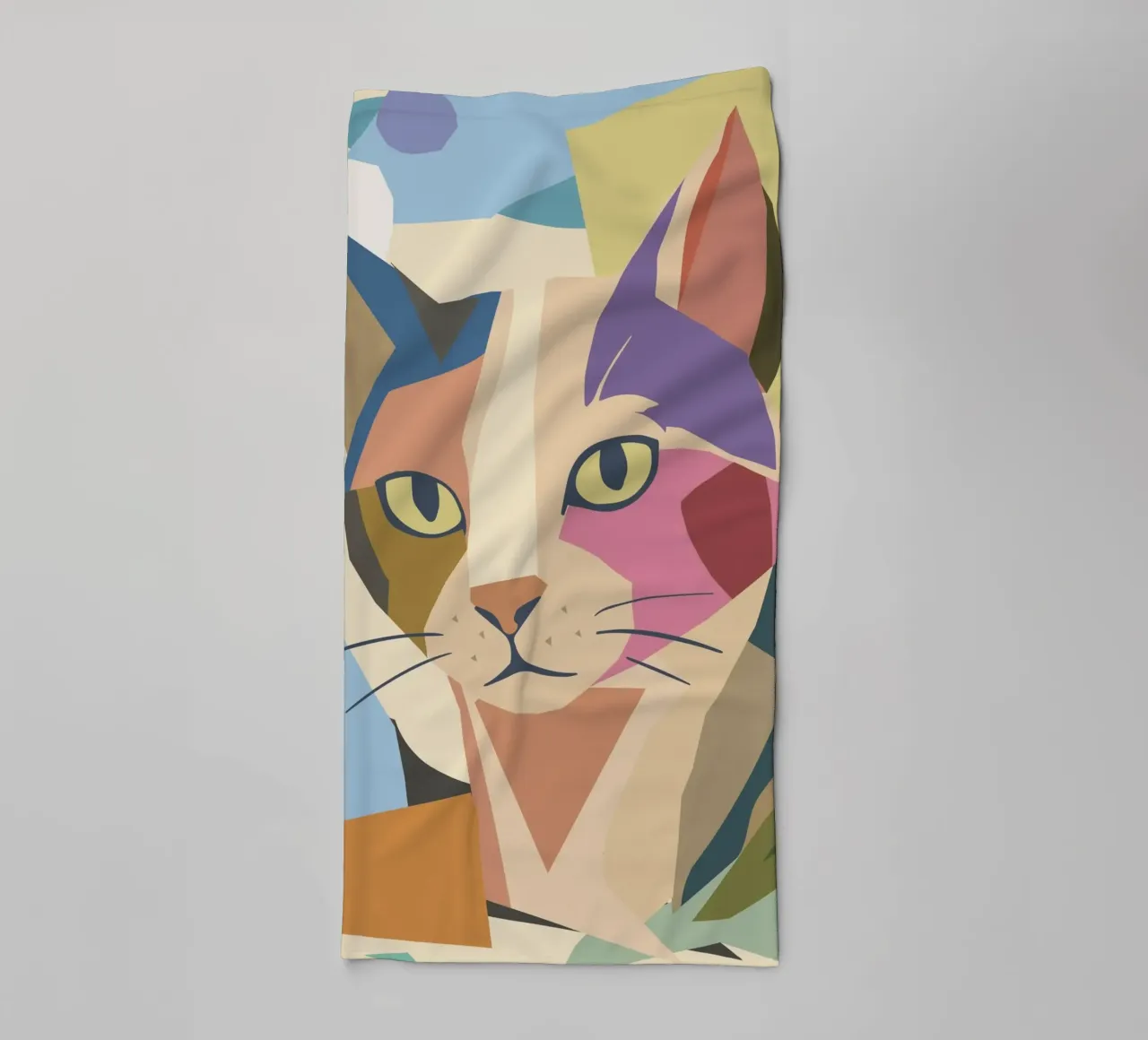 Gatto astratto in un moderno design a blocchi di colore asciugamano da bagno da namosh