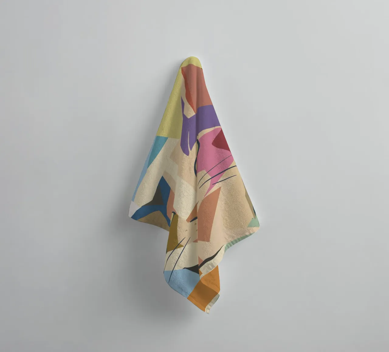 Chat abstrait dans un design moderne de blocs de couleur serviette de bain de namosh