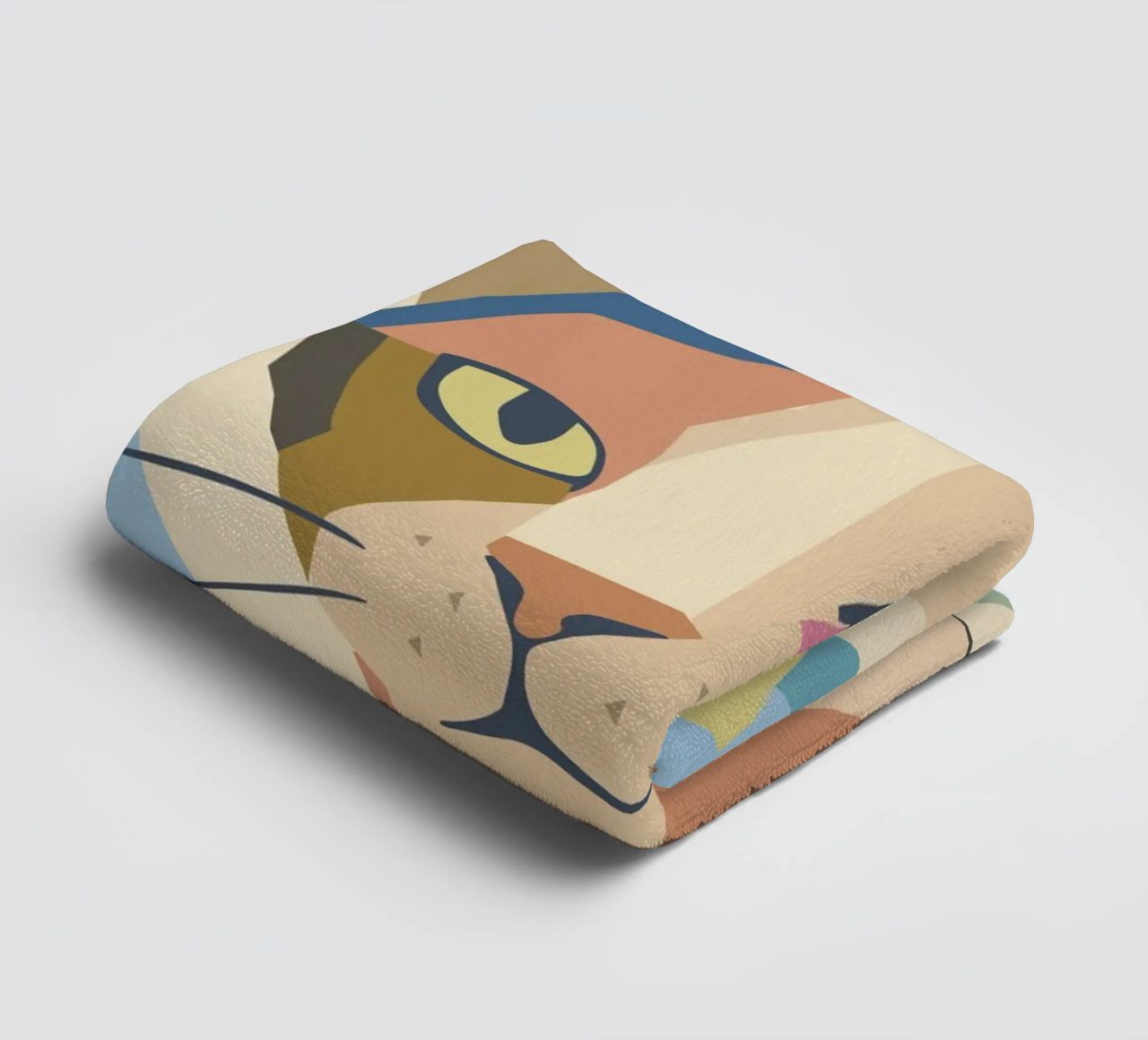 Abstract cat in a modern colour block design towel by namosh