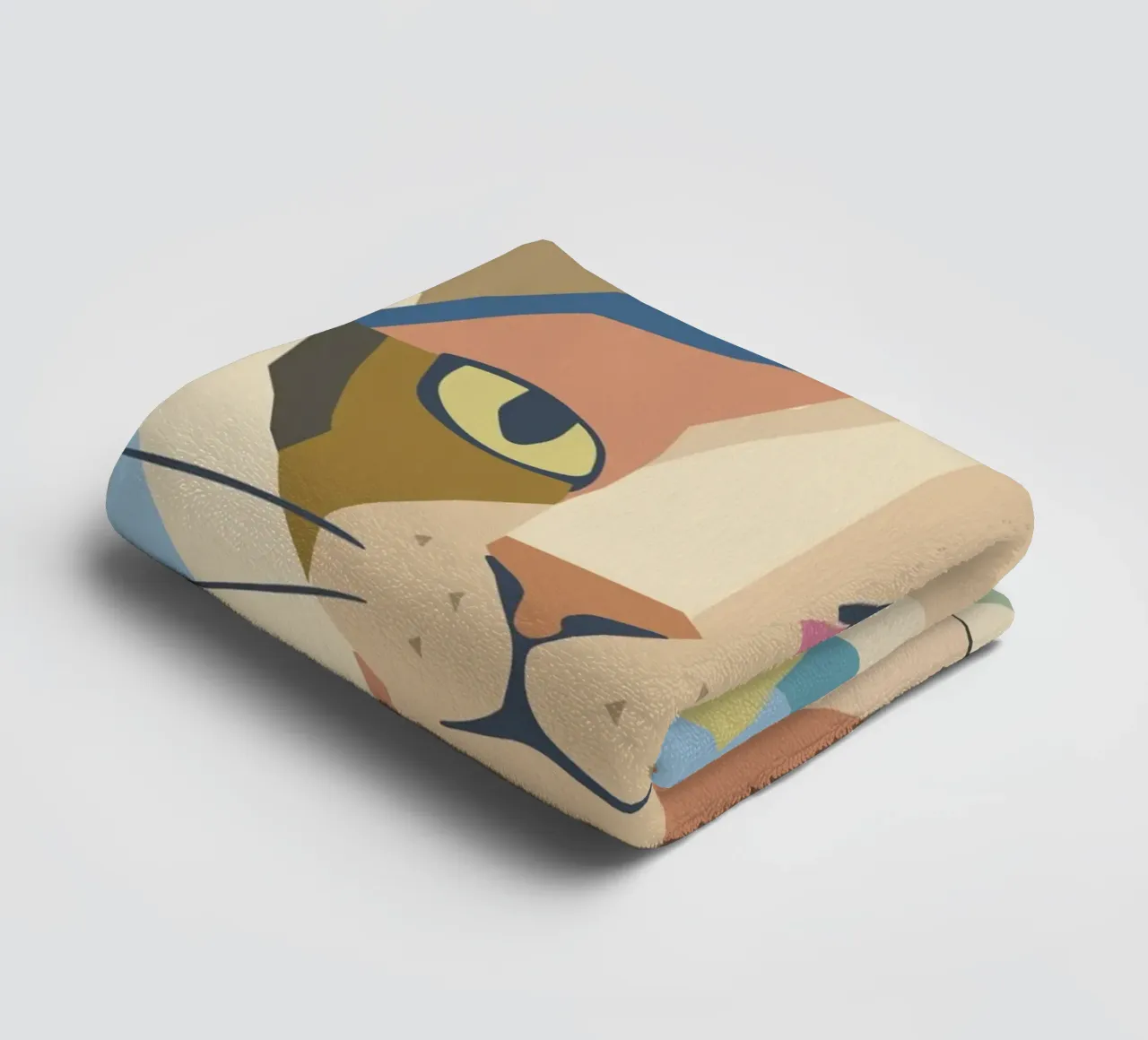 Chat abstrait dans un design moderne de blocs de couleur serviette de bain de namosh