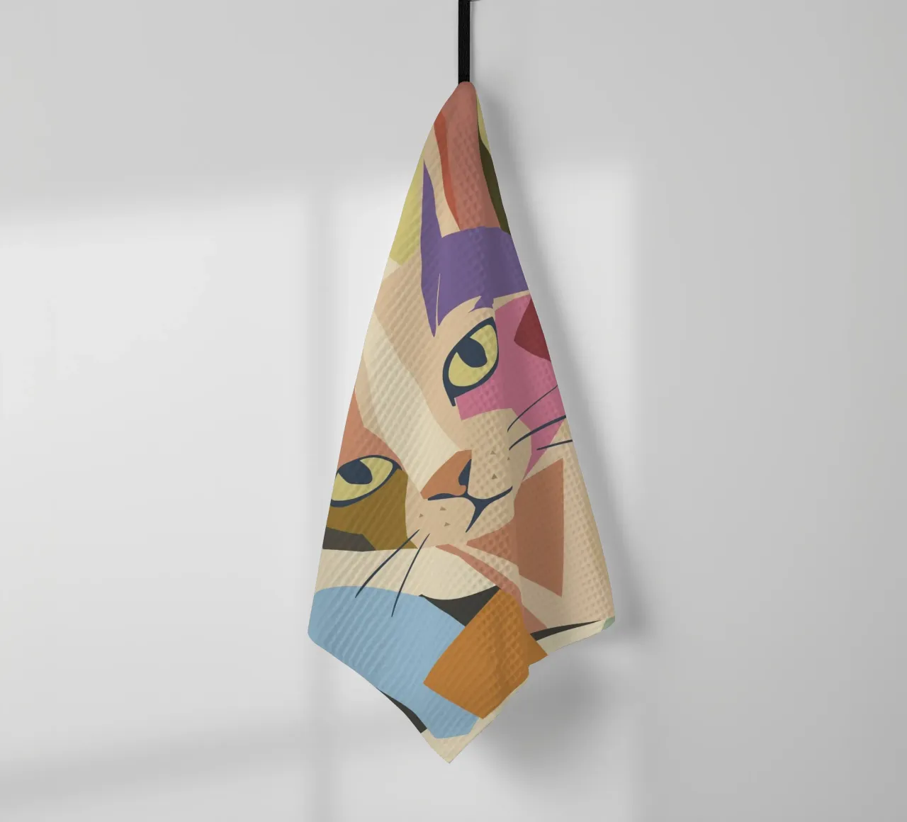 Abstrakte Katze im modernen Farbblock-Design Geschirrtuch von namosh