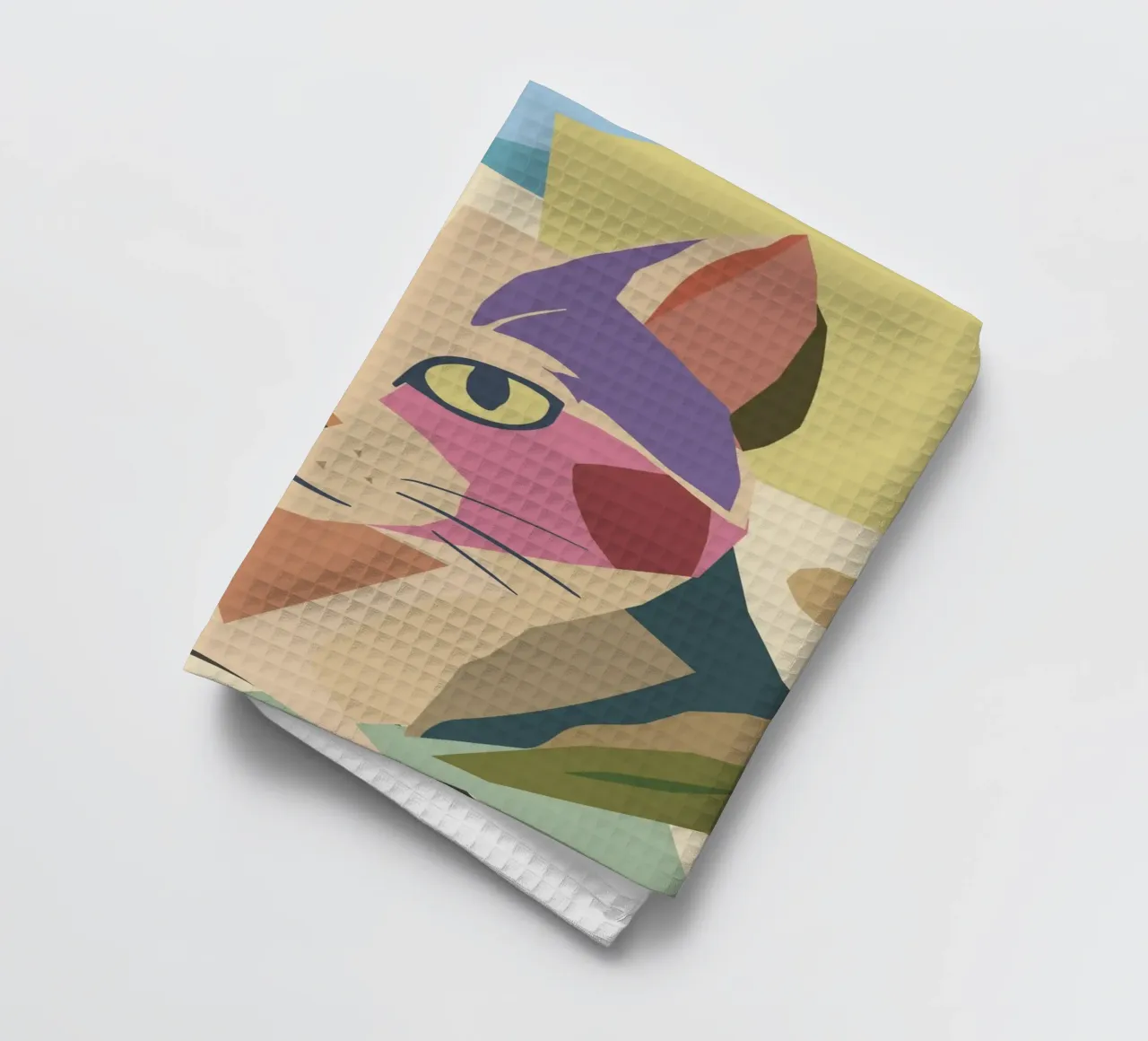 Abstrakte Katze im modernen Farbblock-Design Geschirrtuch von namosh