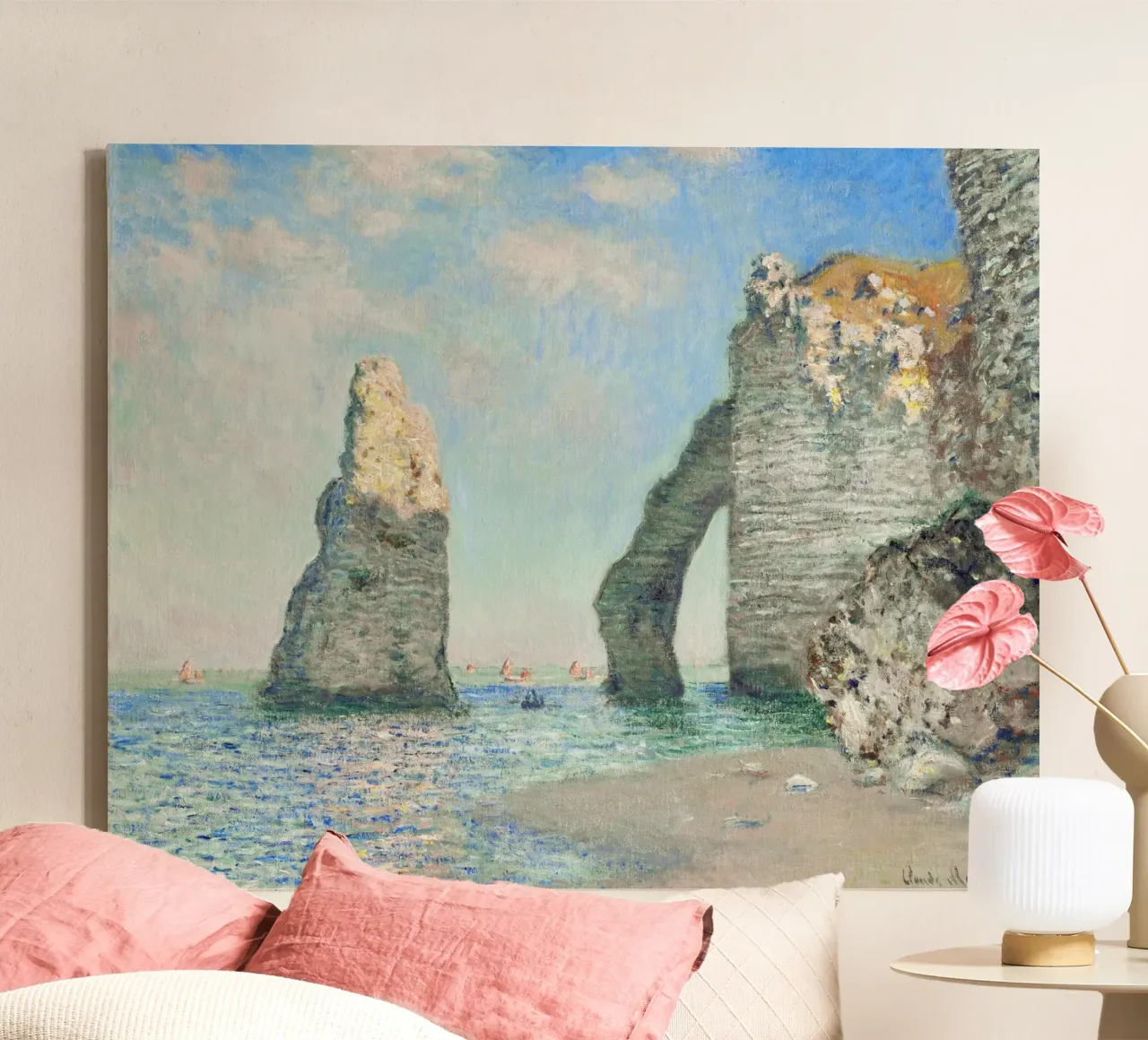 Claude Monet's The Cliffs at Étretat (1885 canvas with Floater frame by Venus Art