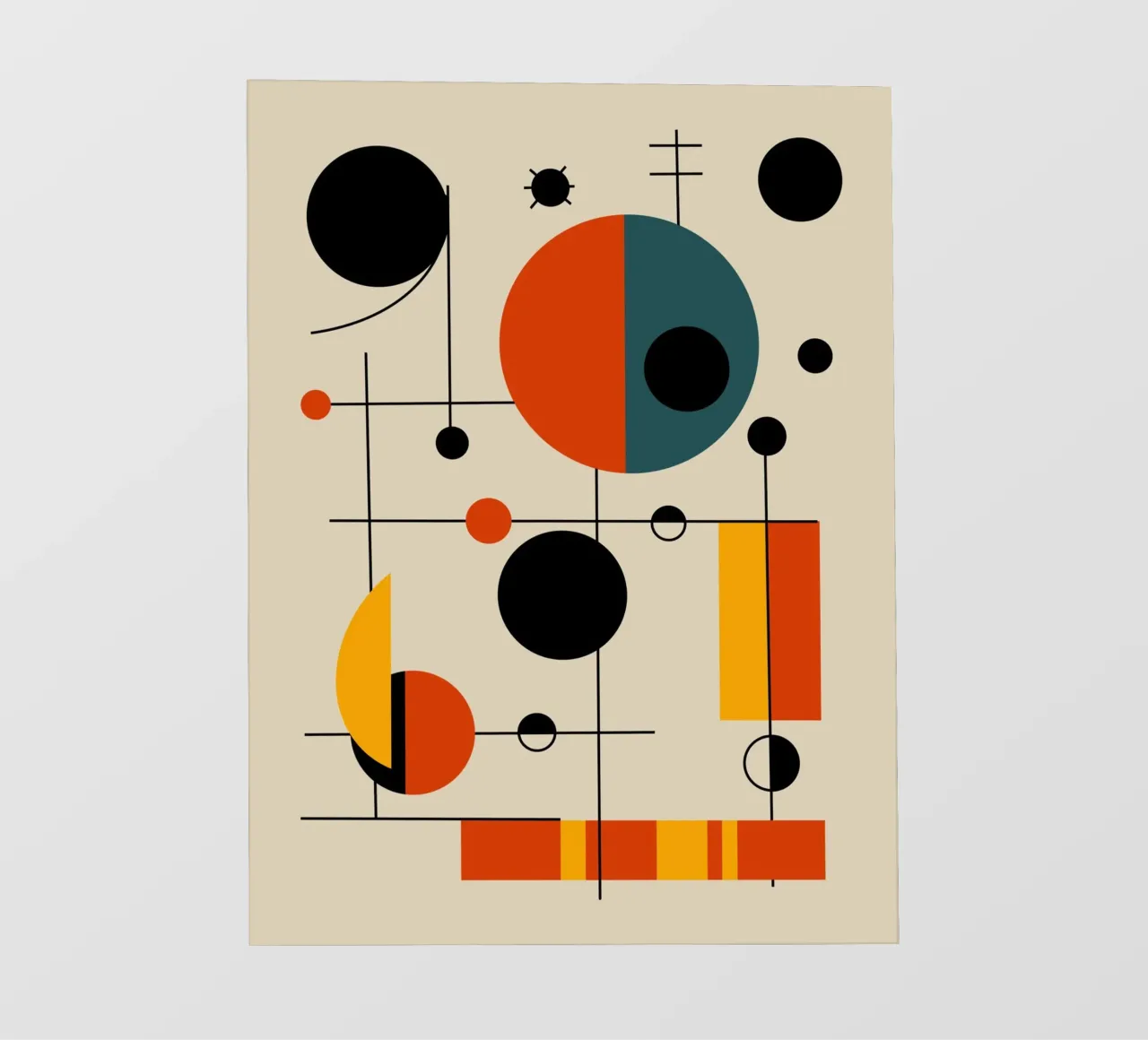 Cerchi e quadrati Bauhaus 04 telo in pvc da Little Dean
