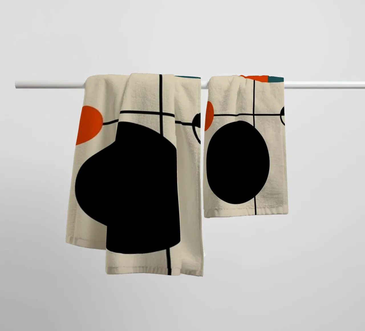 Bauhaus circles and squares 04 towel by Little Dean