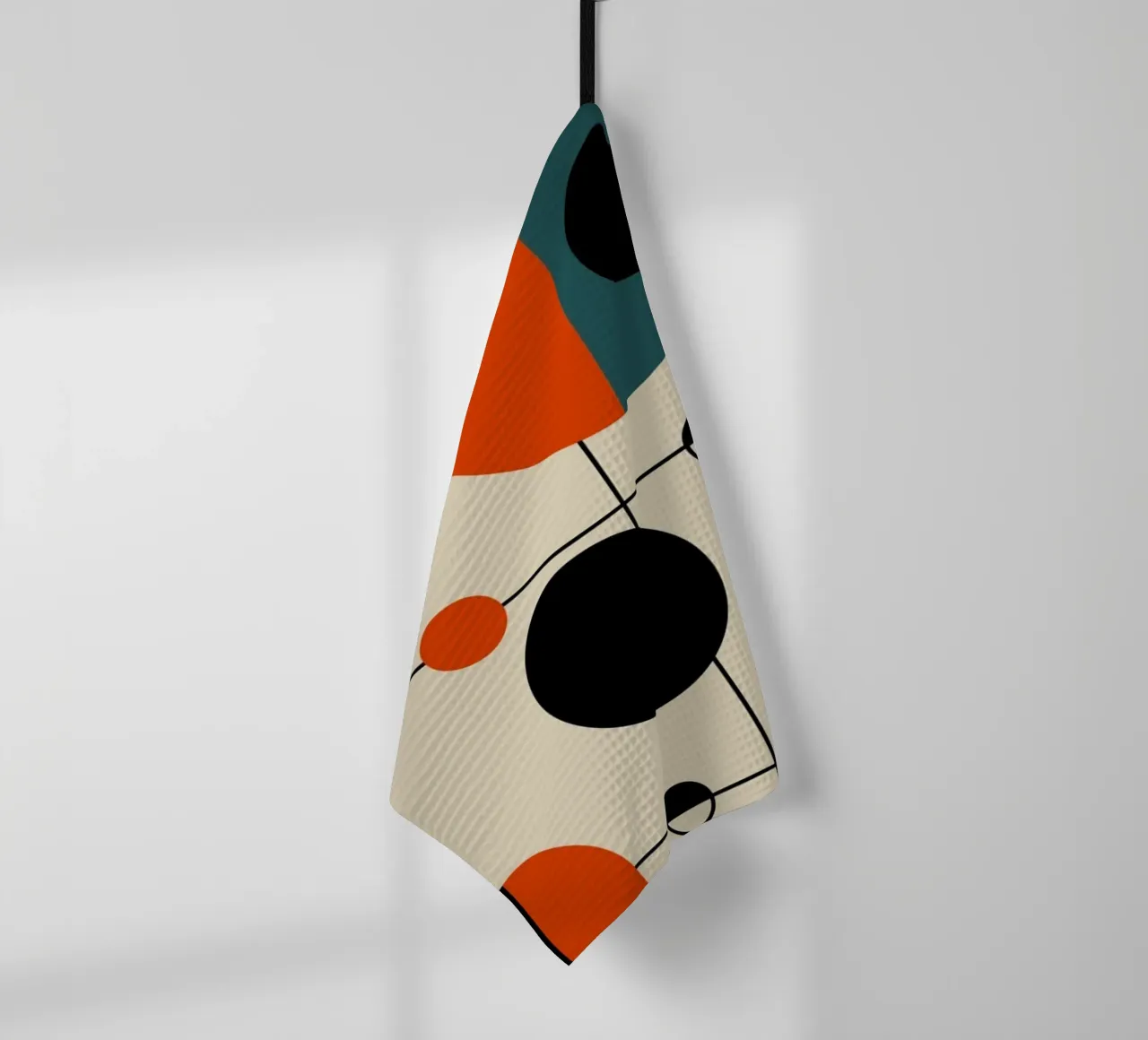Bauhaus circles and squares 04 tea towel by Little Dean