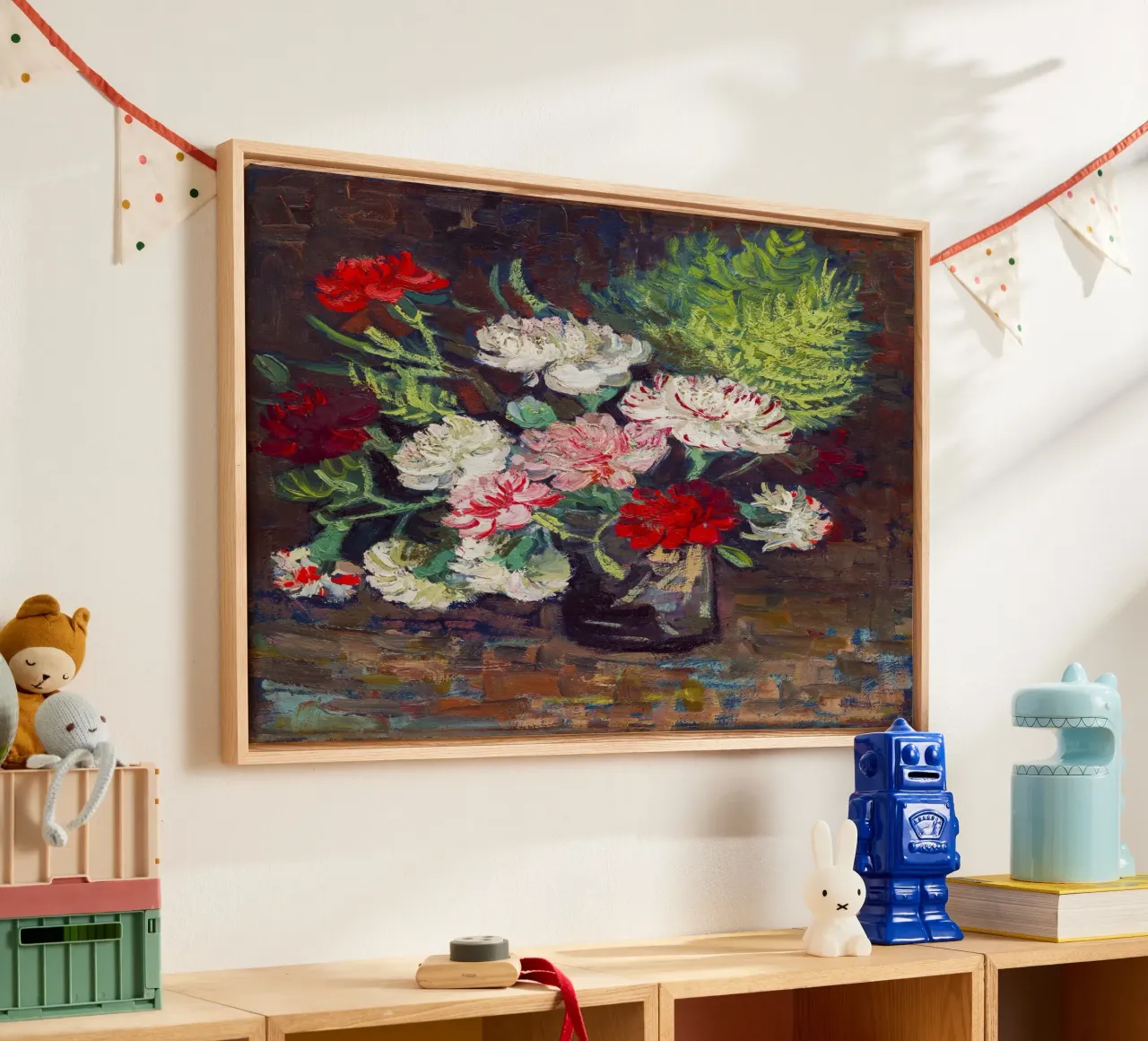 Vincent van Gogh’s Vase with Carnations (1886): canvas with Floater frame by Van Gogh Prints