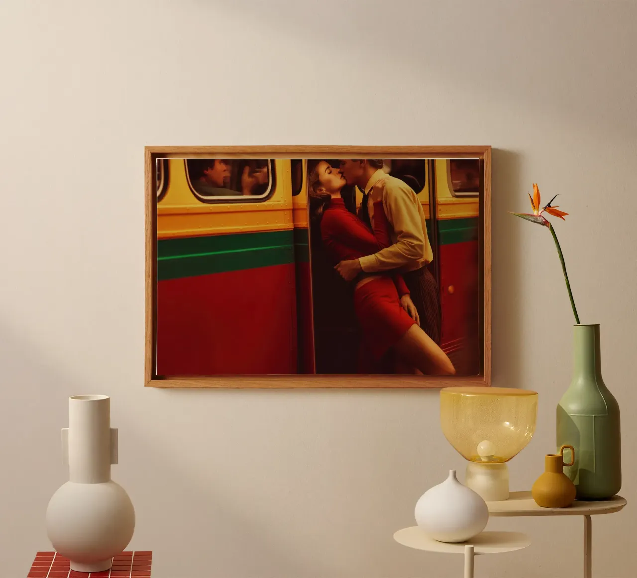 Subway Lovers | Digitales Polaroid canvas with Floater frame by Autofocus